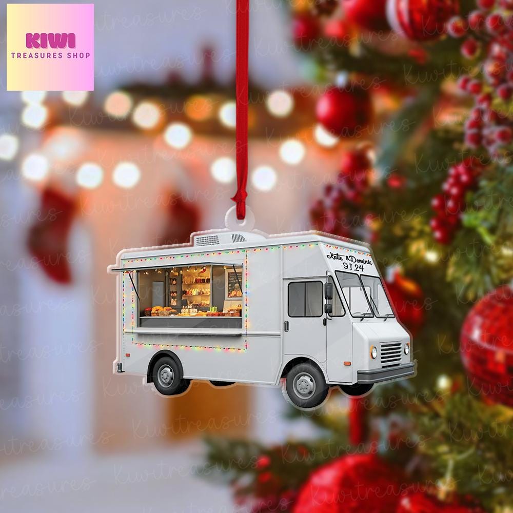 Custom food truck FLAT Ornament, foodie ornament,food truck driver idea gift, FLAT 2d ornament, food truck christmas tree hanging, NOT 3D