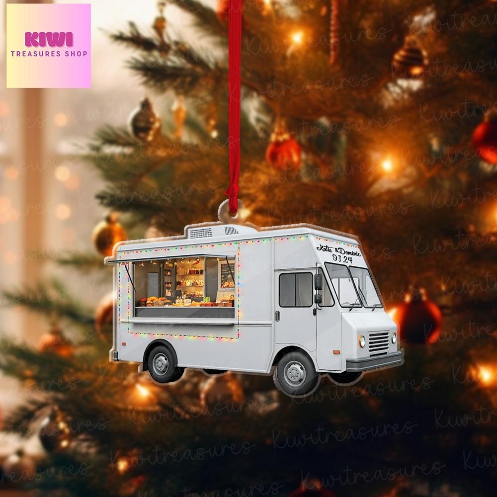 Custom food truck FLAT Ornament, foodie ornament,food truck driver idea gift, FLAT 2d ornament, food truck christmas tree hanging, NOT 3D
