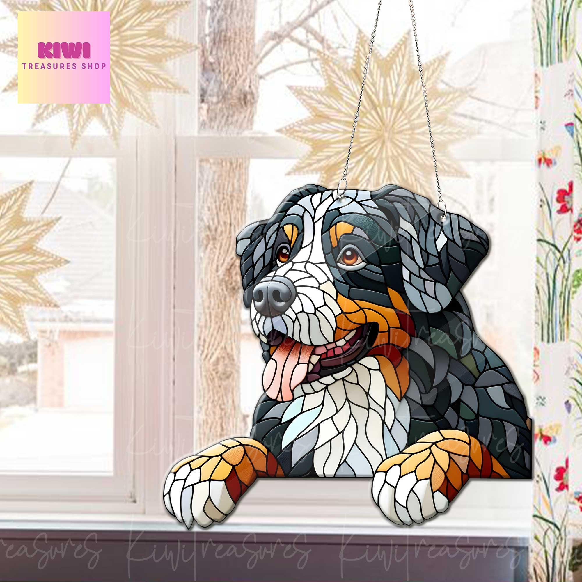 Bernese Mountain peeking Acrylic Window Hanging, dog Mom gift, NOT Suncatcher, Cute dog, memorial gift, bernese mountain lover