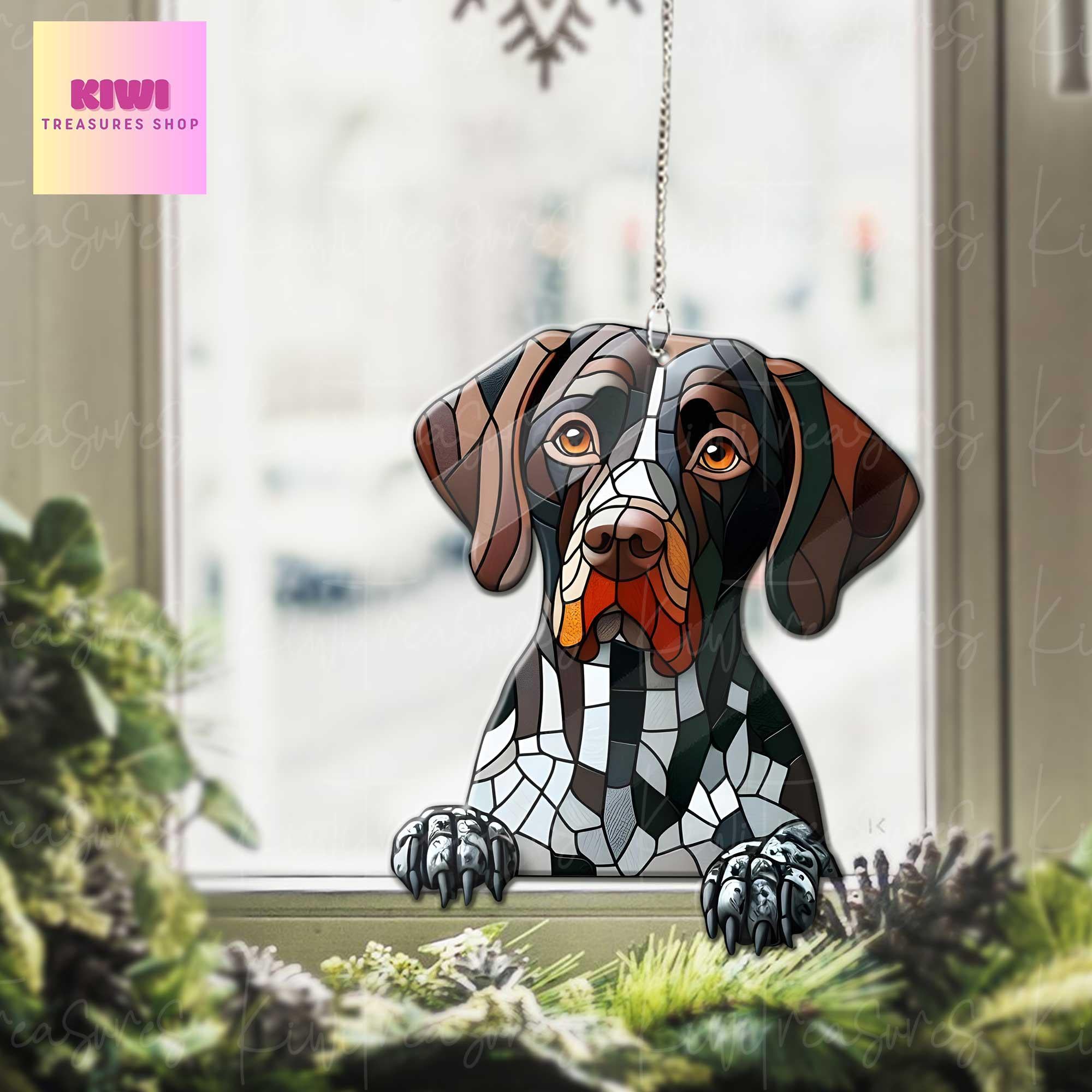 German Shorthair pointer peeking Acrylic Window Hanging, dog Mom gift, NOT Suncatcher, Cute dog, memorial gift, german dog lover