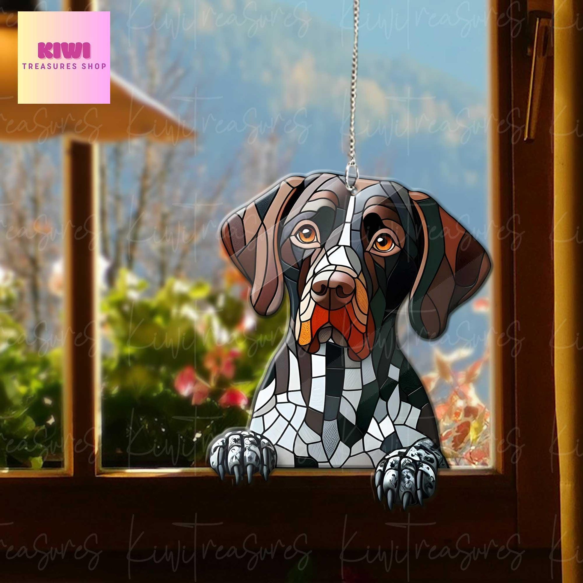 German Shorthair pointer peeking Acrylic Window Hanging, dog Mom gift, NOT Suncatcher, Cute dog, memorial gift, german dog lover