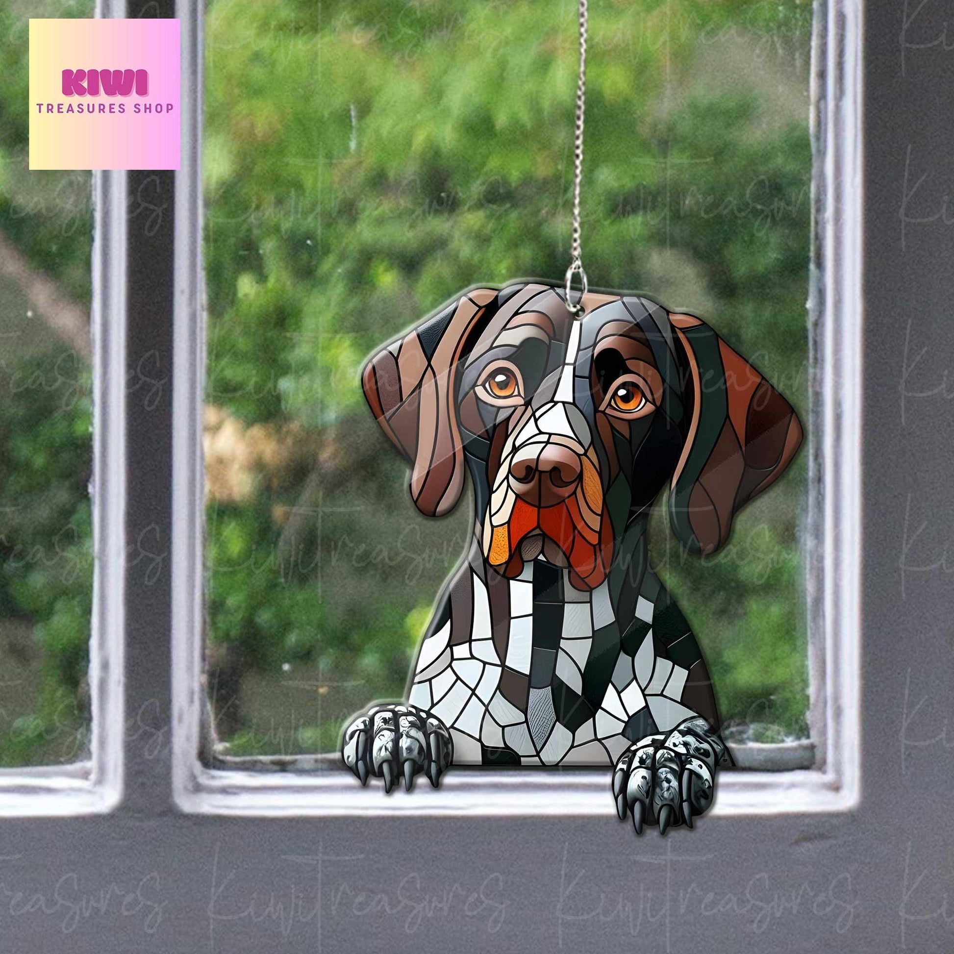 German Shorthair pointer peeking Acrylic Window Hanging, dog Mom gift, NOT Suncatcher, Cute dog, memorial gift, german dog lover