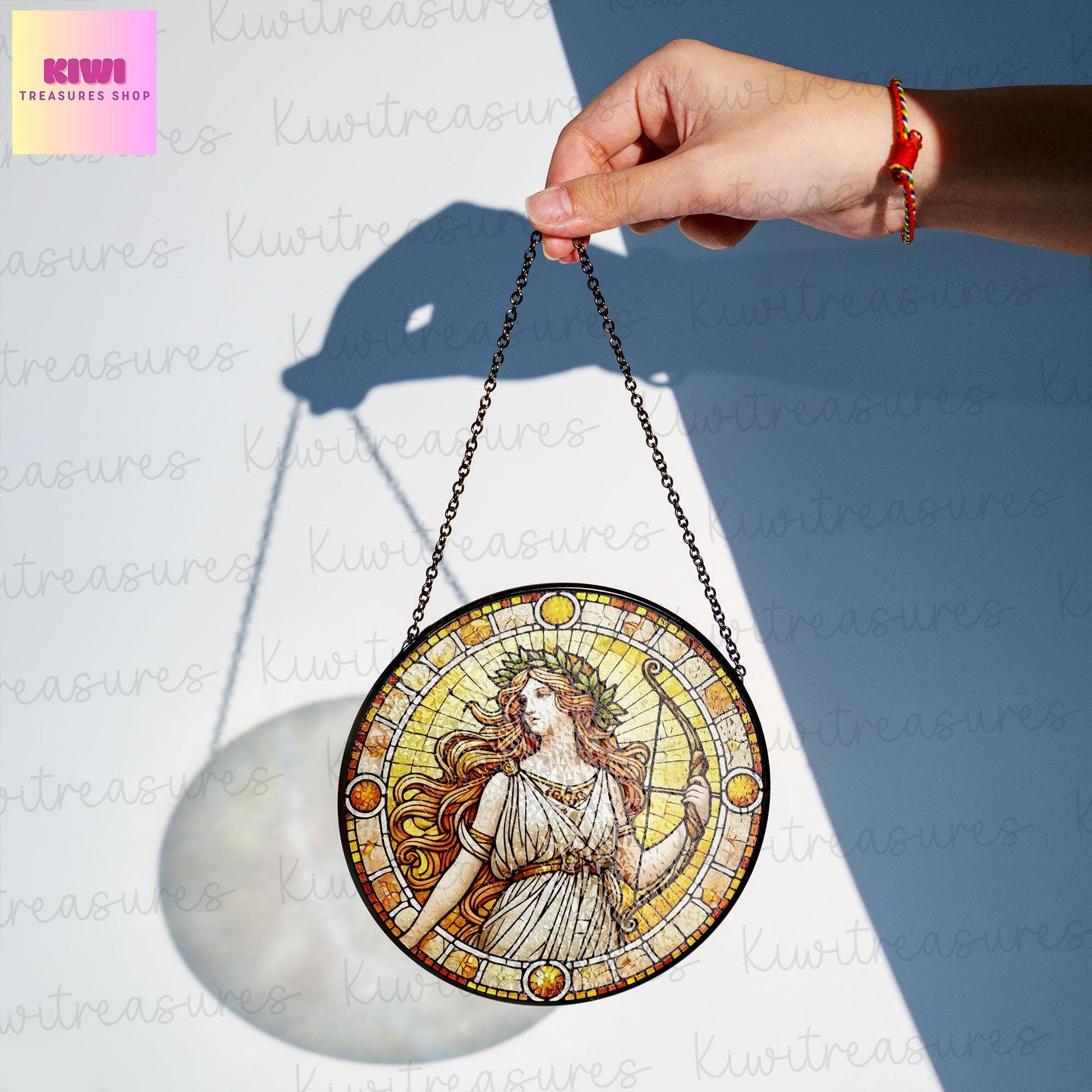 Artemis GLASS suncatcher Decor, Greek Goddess Artemis Protection Charm Home decoration, Artemis  window decor, Christmas gift