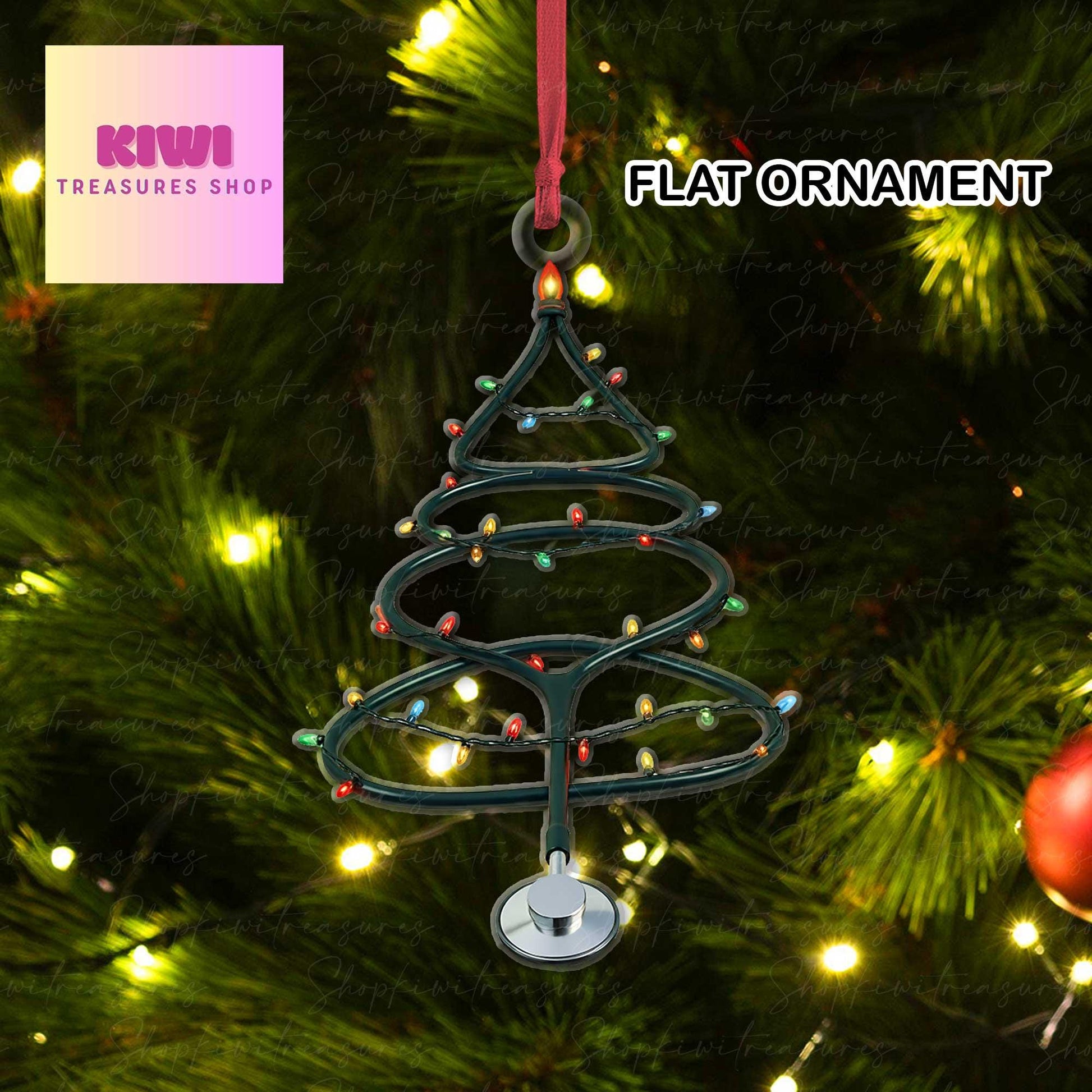 Stethoscope christmas tree 2D FLAT ornament, Nurse grad gift, 2024  Ornament nurse doctor Gift , NOT 3d, nurse idea gift, exchange gift