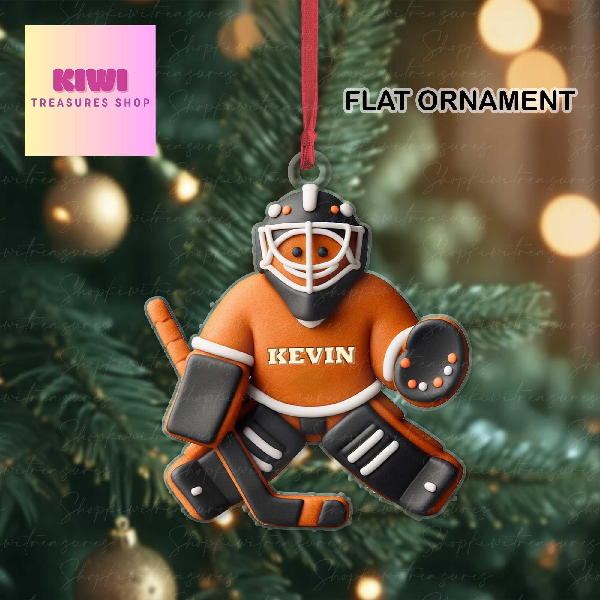 Gingerbread hockey goalie Ornament, 2d FLAT hockey ornament, ice hockey ornament, gift for her, sport lover, gift for boys, hockey ornament