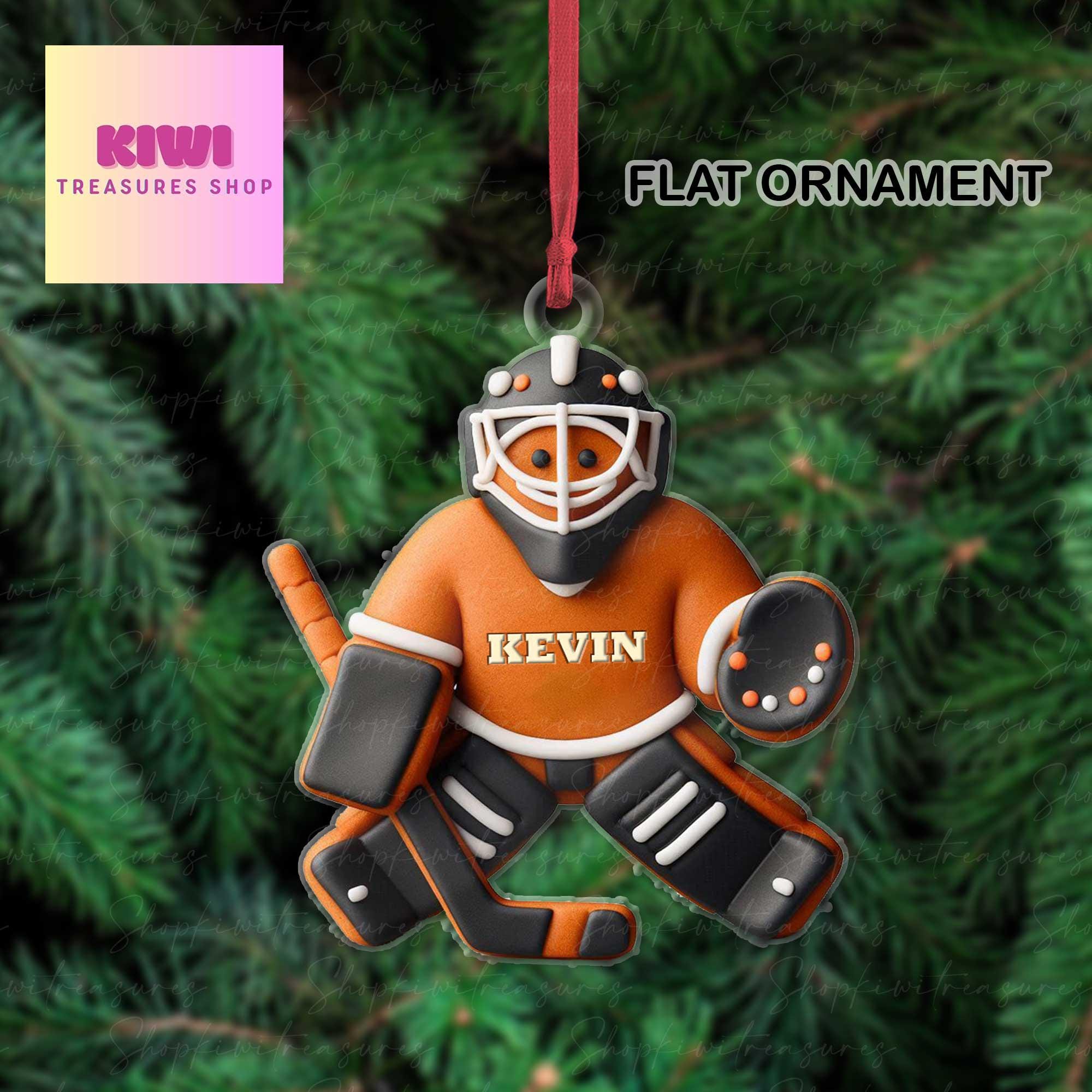 Gingerbread hockey goalie Ornament, 2d FLAT hockey ornament, ice hockey ornament, gift for her, sport lover, gift for boys, hockey ornament