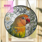 Custom Pet Love Bird Portrait Glass Suncatcher, Parrot Suncatcher, Custom Pet Portrait from Photo, Sympathy Gifts, Pet Parrot Glass Piece