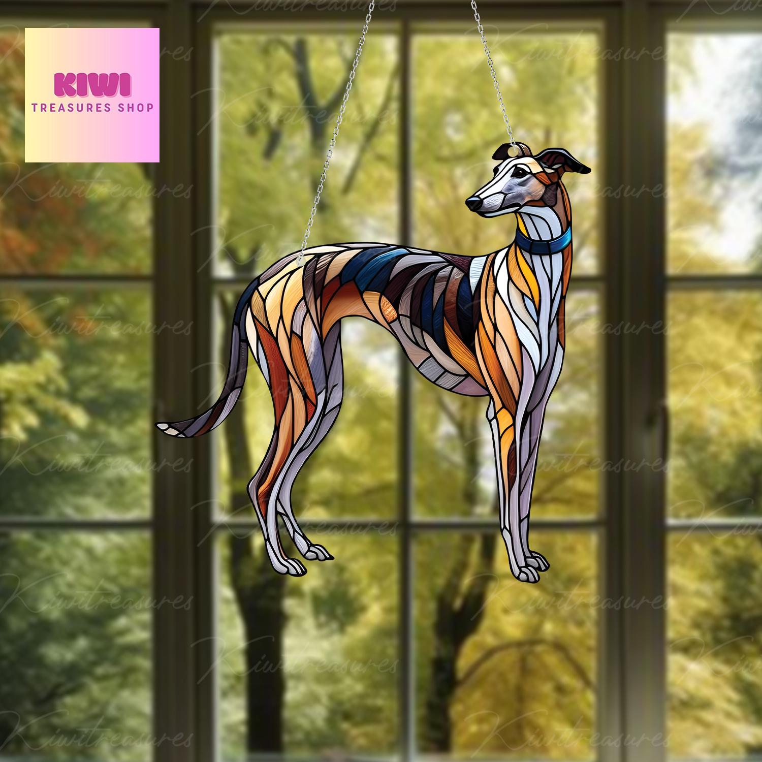 Greyhound Acrylic Window Hanging, dog Mom gift, NOT Suncatcher, greyhound dog, memorial gift, greyhound dog