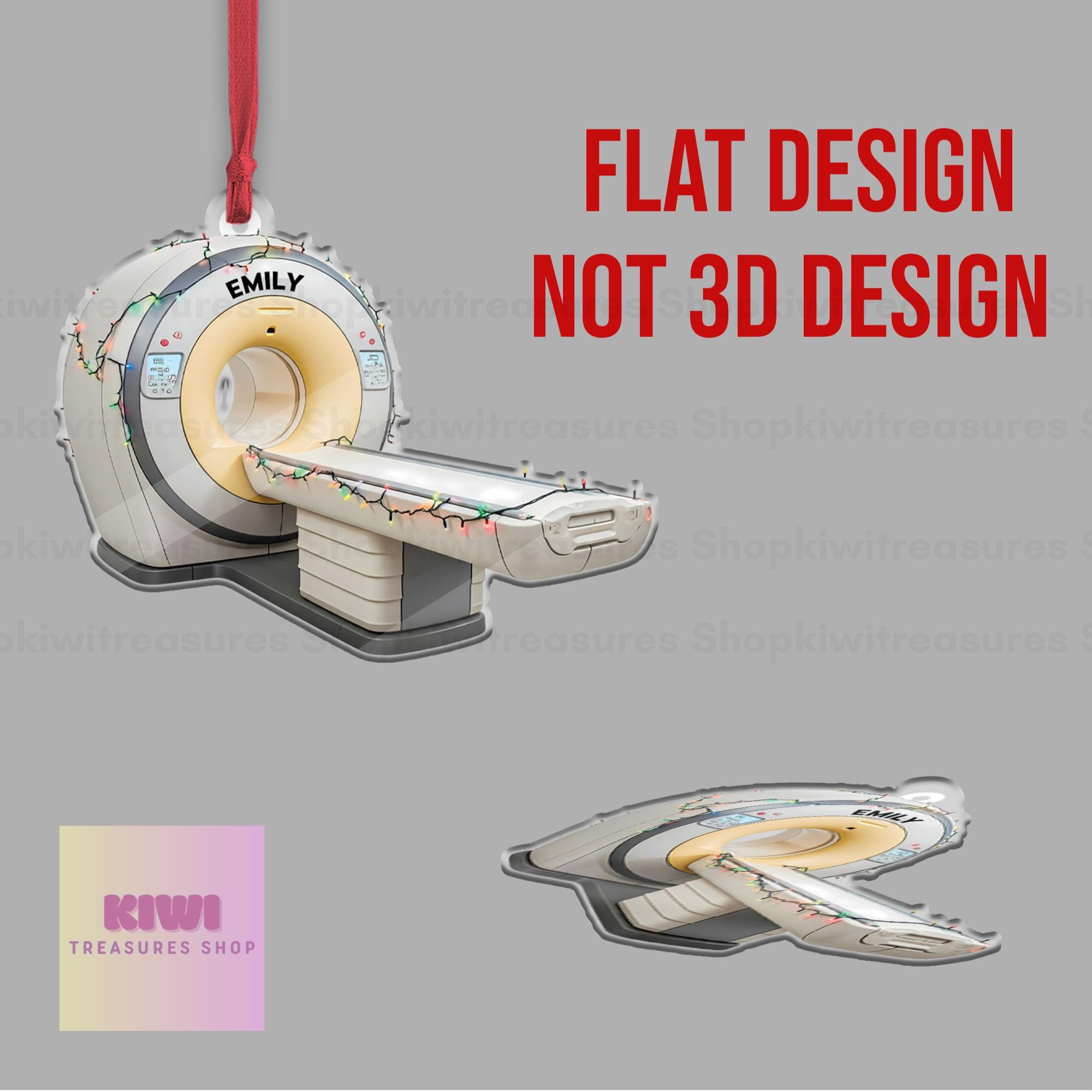 Custom MRI Machine Ornament, MRI Medical Machine FLAT 2D Ornament, Doctor Nurse gift, Radiology Christmas Lights, not 3d