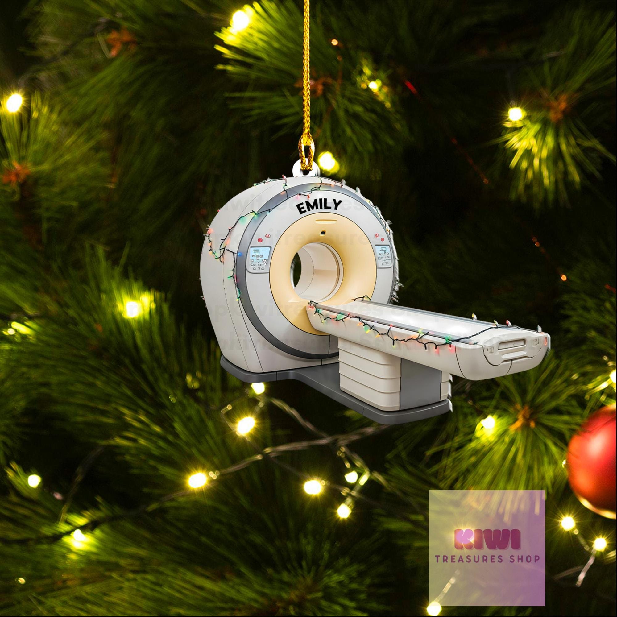 Custom MRI Machine Ornament, MRI Medical Machine FLAT 2D Ornament, Doctor Nurse gift, Radiology Christmas Lights, not 3d