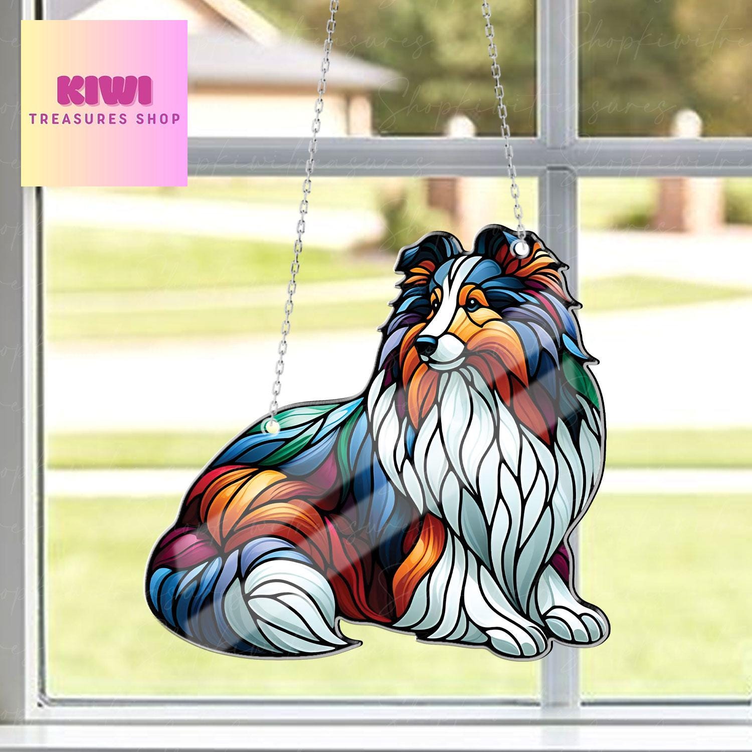 Sheltie dog Acrylic Window Hanging, Shetland dog Mom gift, NOT Suncatcher, Cute dog, memorial gift, sheltie dog lover