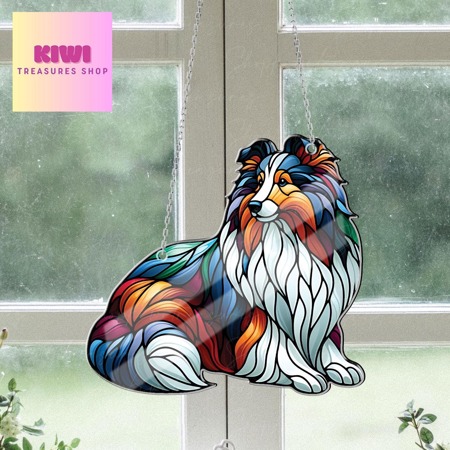 Sheltie dog Acrylic Window Hanging, Shetland dog Mom gift, NOT Suncatcher, Cute dog, memorial gift, sheltie dog lover
