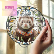 Custom Ferret Portrait Glass Suncatcher, Pet Photo Ferret GLASS Suncatcher, Ferret Gifts, Pet Memorial Gift, Ferret Lover Gift