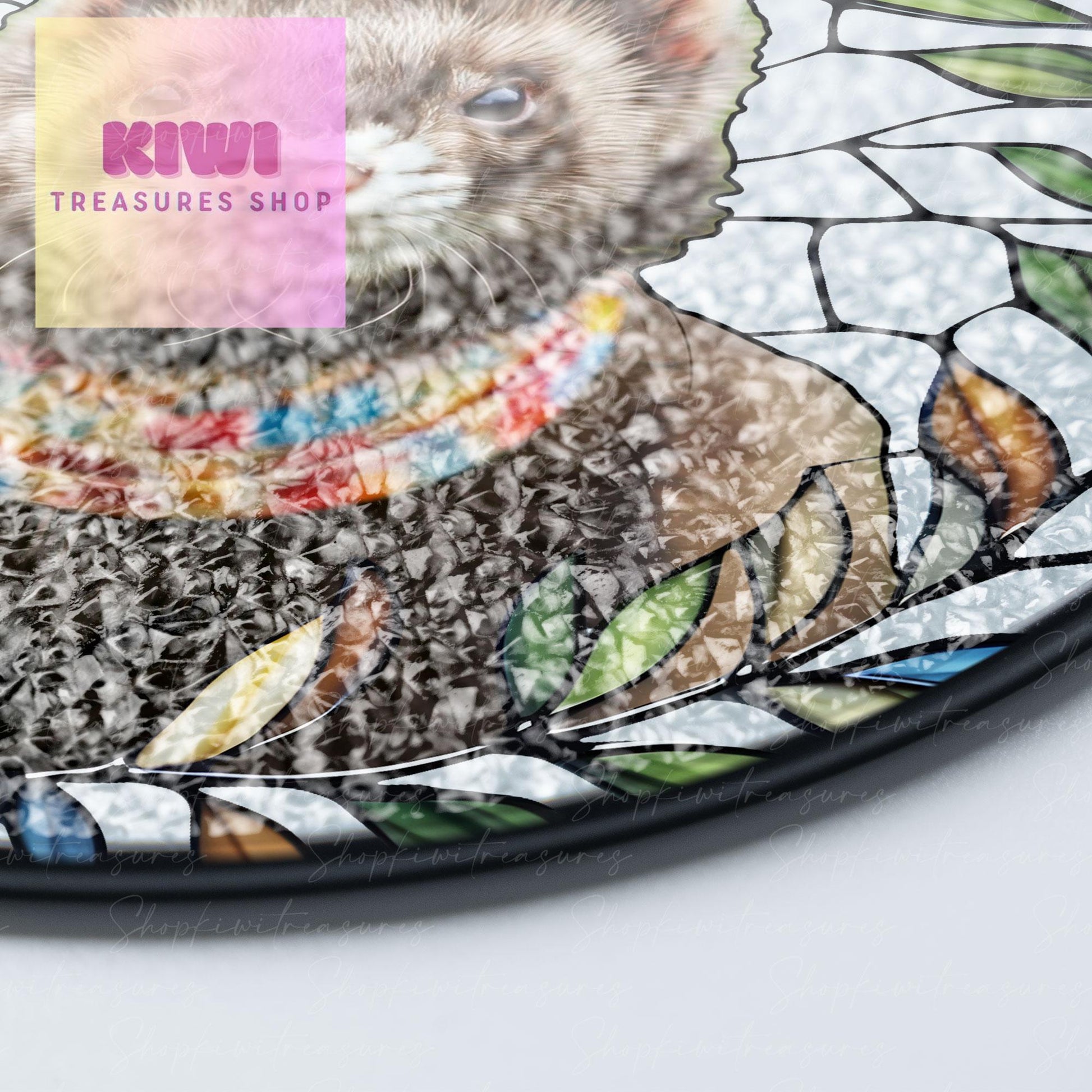 Custom Ferret Portrait Glass Suncatcher, Pet Photo Ferret GLASS Suncatcher, Ferret Gifts, Pet Memorial Gift, Ferret Lover Gift