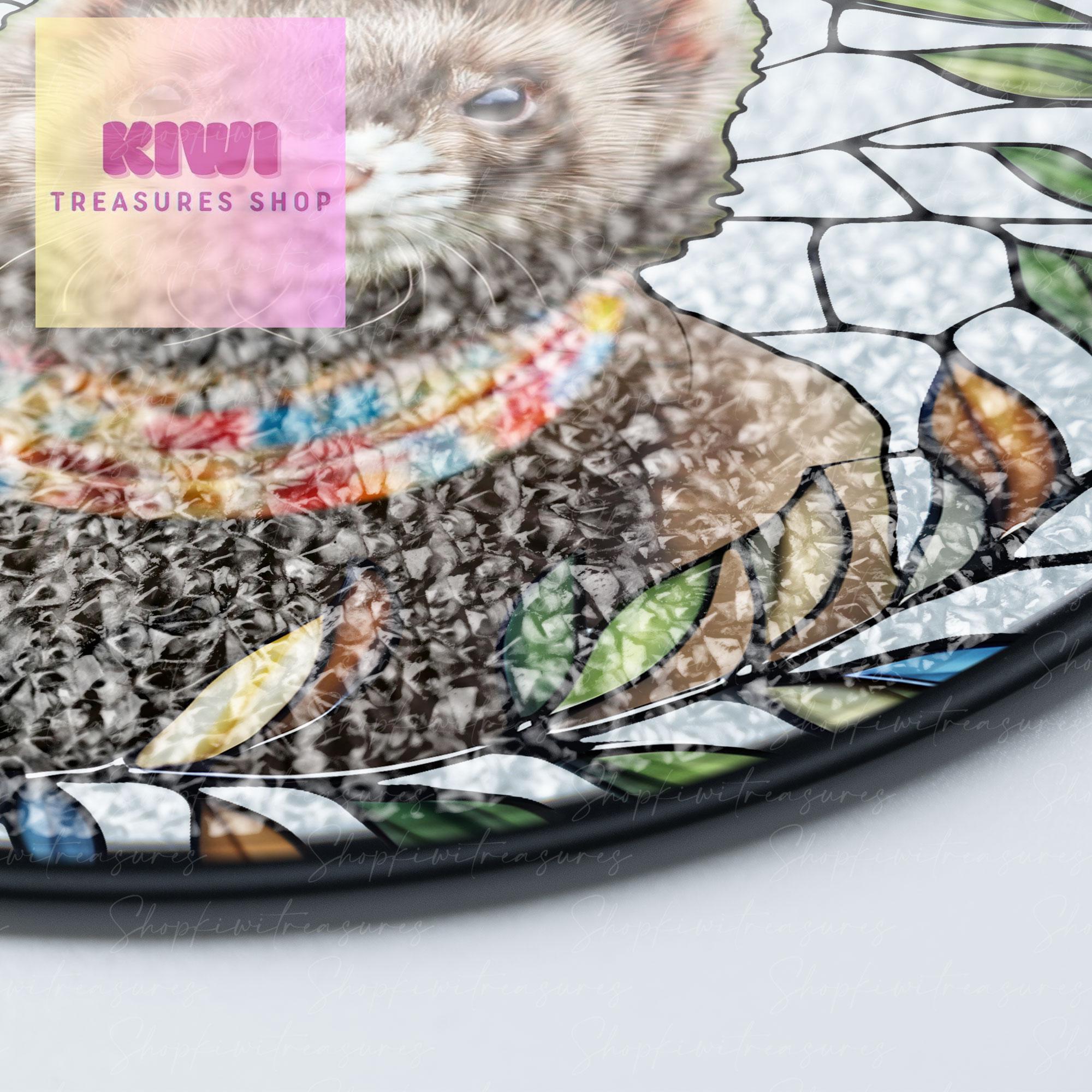 Custom Ferret Portrait Glass Suncatcher, Pet Photo Ferret GLASS Suncatcher, Ferret Gifts, Pet Memorial Gift, Ferret Lover Gift