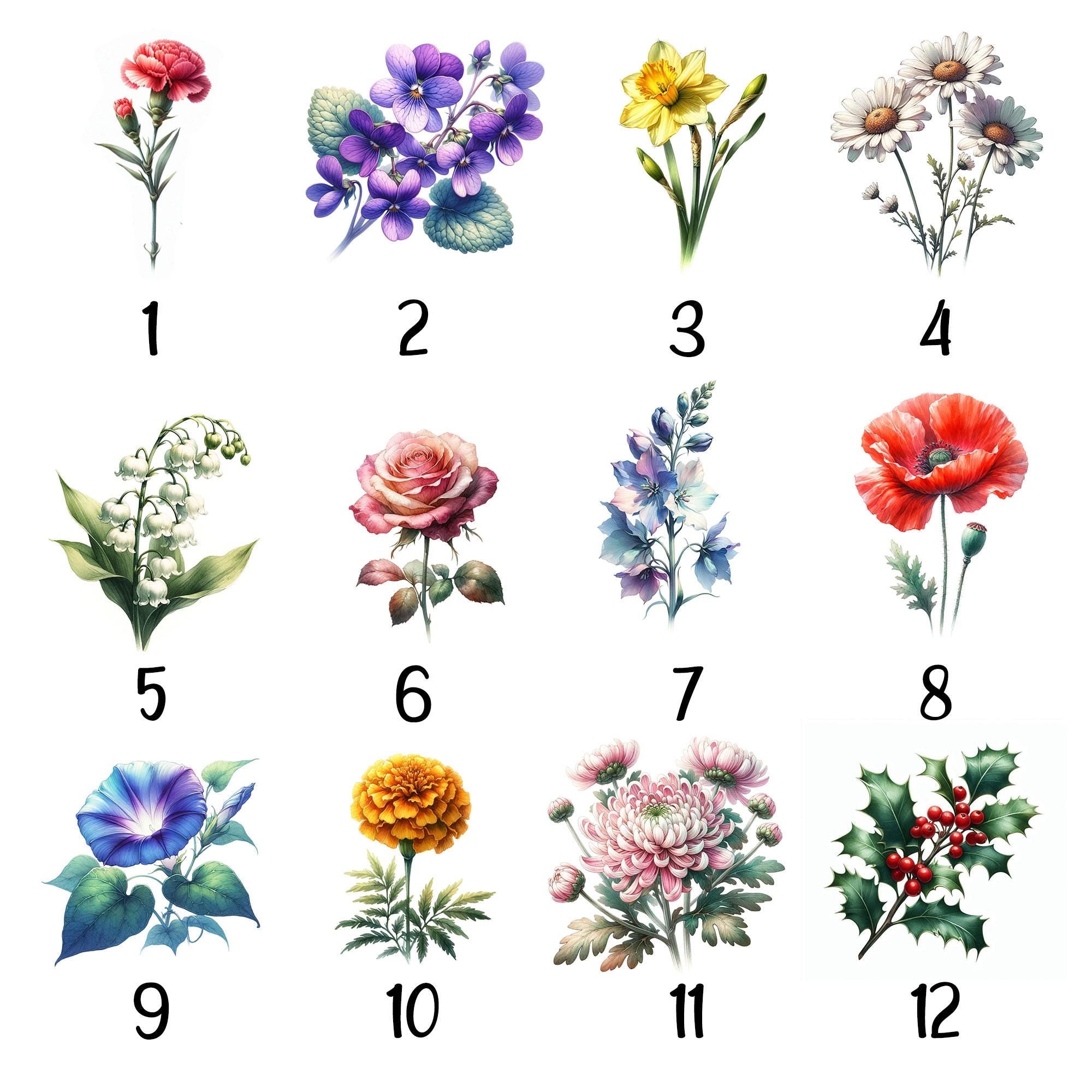Personalized Birth Flower Family Bouquet, Minimalist Wall Art for Home Decor, Birthday Gift for Loved Ones, Christmas Gift, Gift For Mom