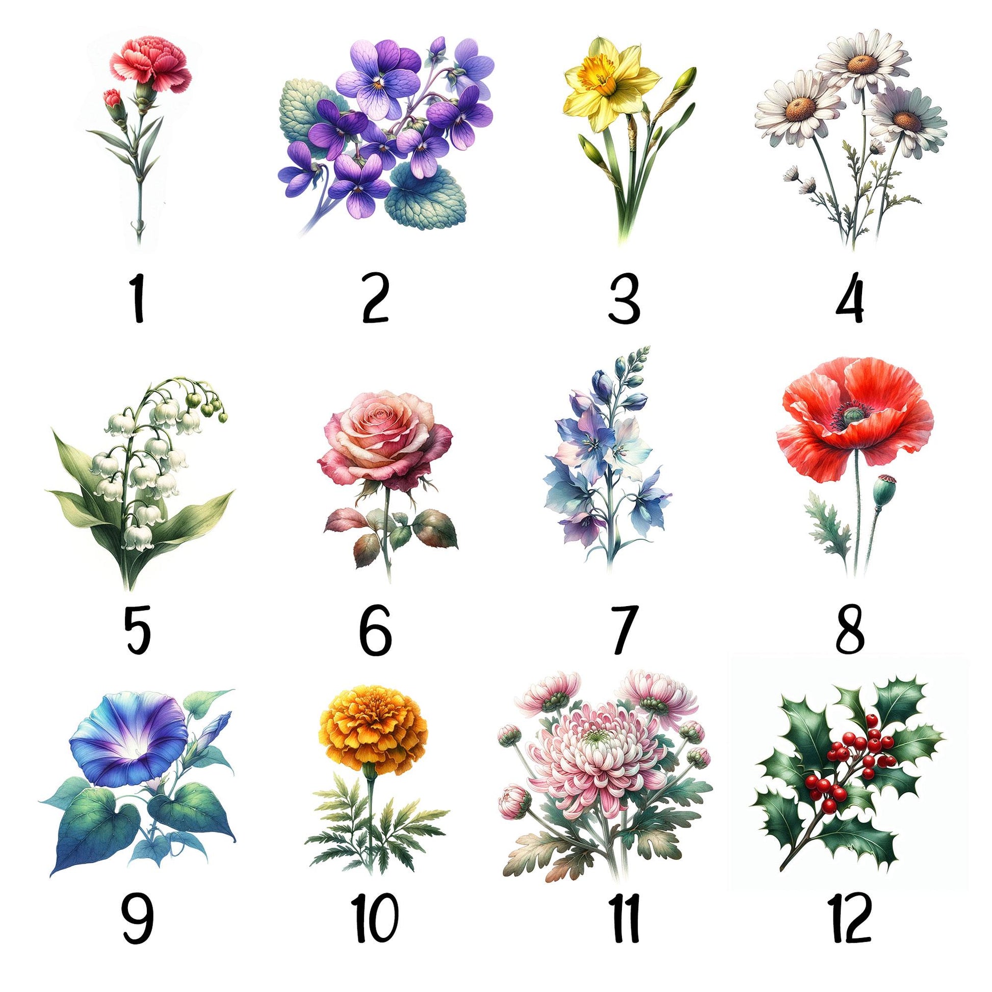 Personalized Birth Month Flowers Mom Grandma Garden Glass Suncatcher, Birth Flower Glass Ornament For Mom Nana, Custom Bouquet flowers Decor
