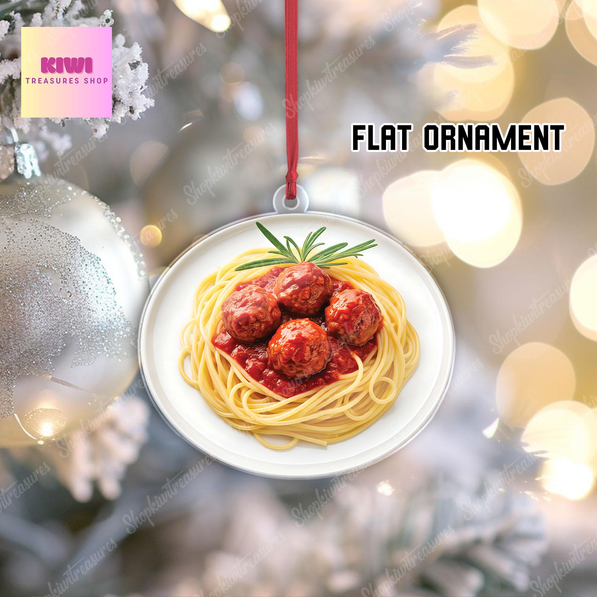 Spaghetti  Meat ball FLAT Ornament, Spaghetti ornament, christmas tree hanging, Foodie lover gift, FLAT 2D ornament, not 3D