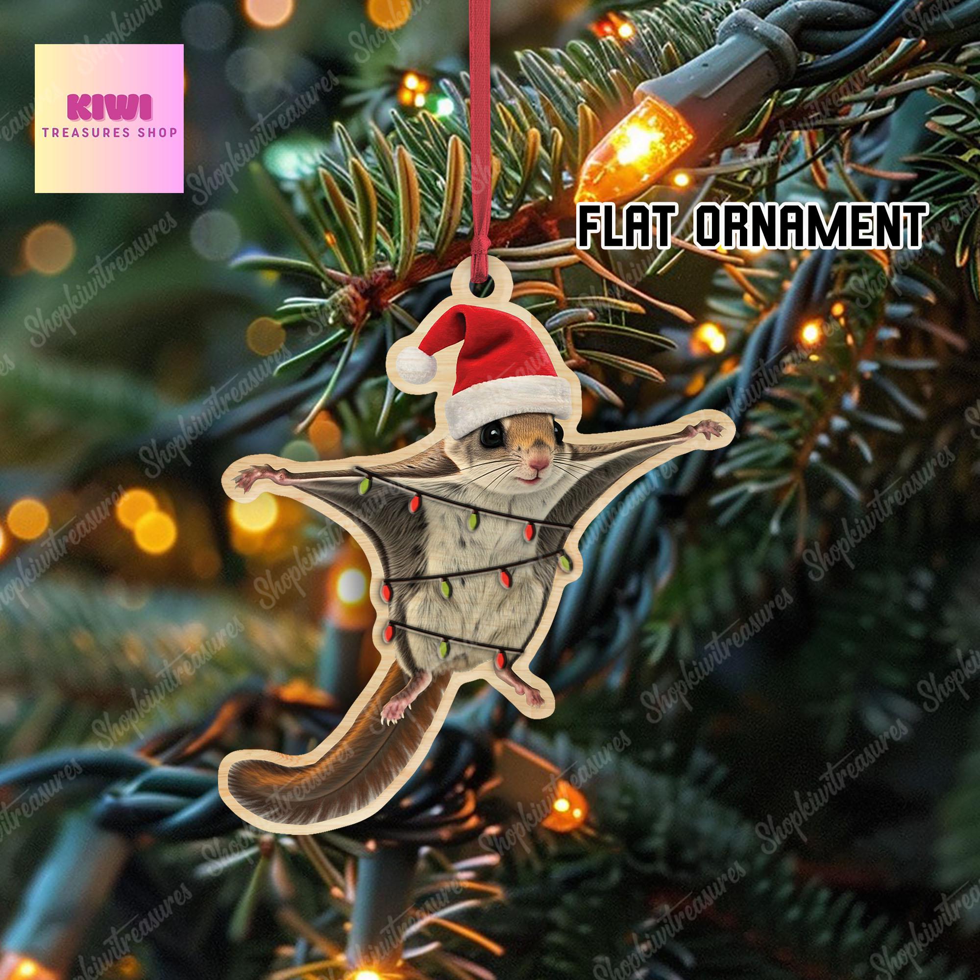 Custom name flying squirrel Ornament, 2D Flat squirrel Ornament, Perfect gift for kids, squirrel lover gift, Funny squirrel, exchange gift