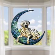 Labrador Retriever on crescent moon Acrylic Window Hanging, dog Mom gift, labrador retriever lover, dog owner gift, memorial idea gift
