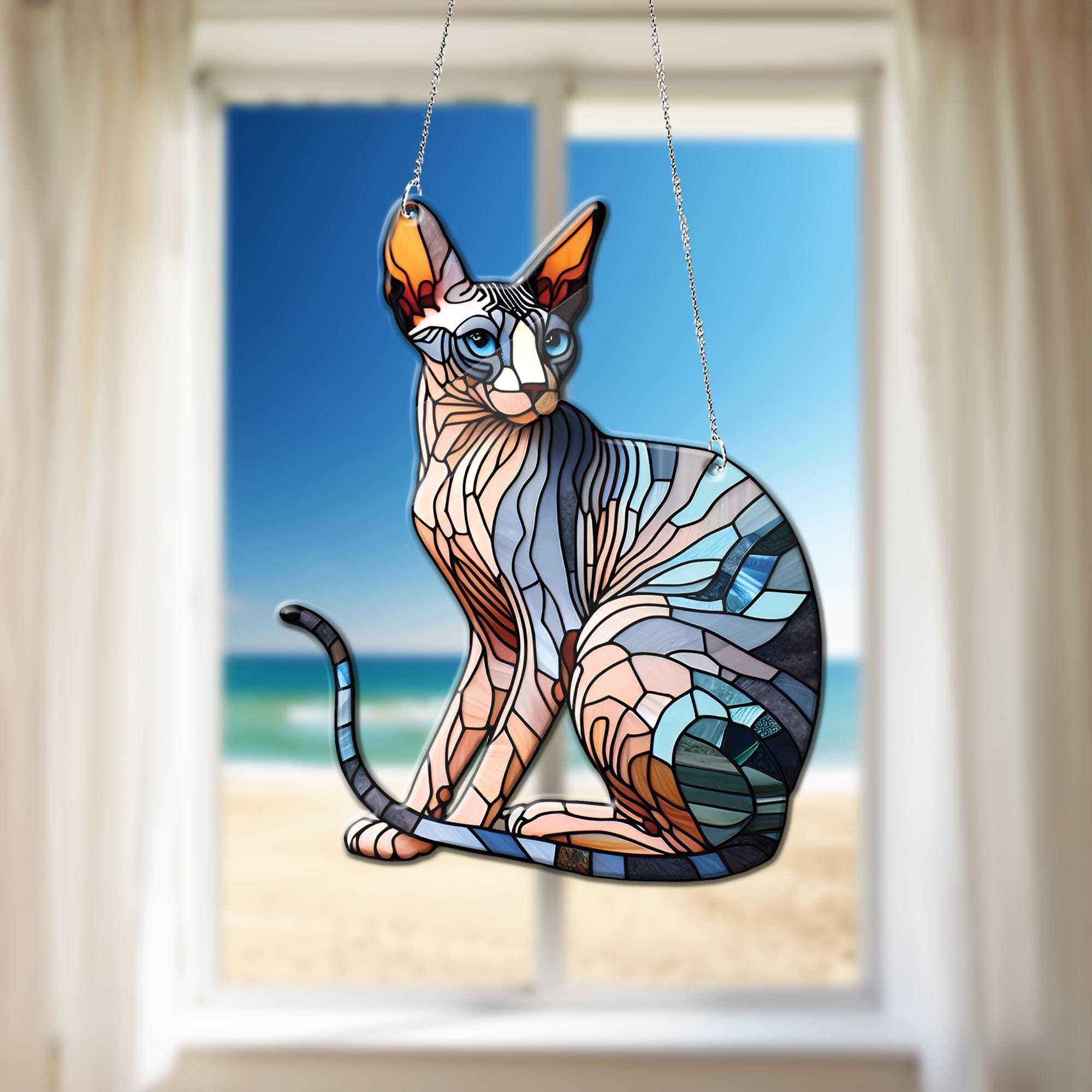 Sphynx cat Acrylic Window Hanging, Cat Mom gift, Cat lover, sphynx owner gift, memorial idea gift, window decoration, not glass