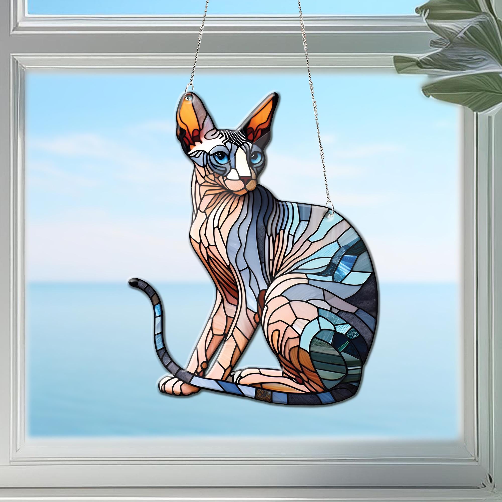 Sphynx cat Acrylic Window Hanging, Cat Mom gift, Cat lover, sphynx owner gift, memorial idea gift, window decoration, not glass