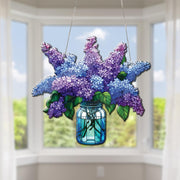 Purple Lilac Bouquet ACRYLIC Window Hanging, Lilac flowers lovers gift, Not glass, Kitchen decor, housewarming gift, Mother's day gift
