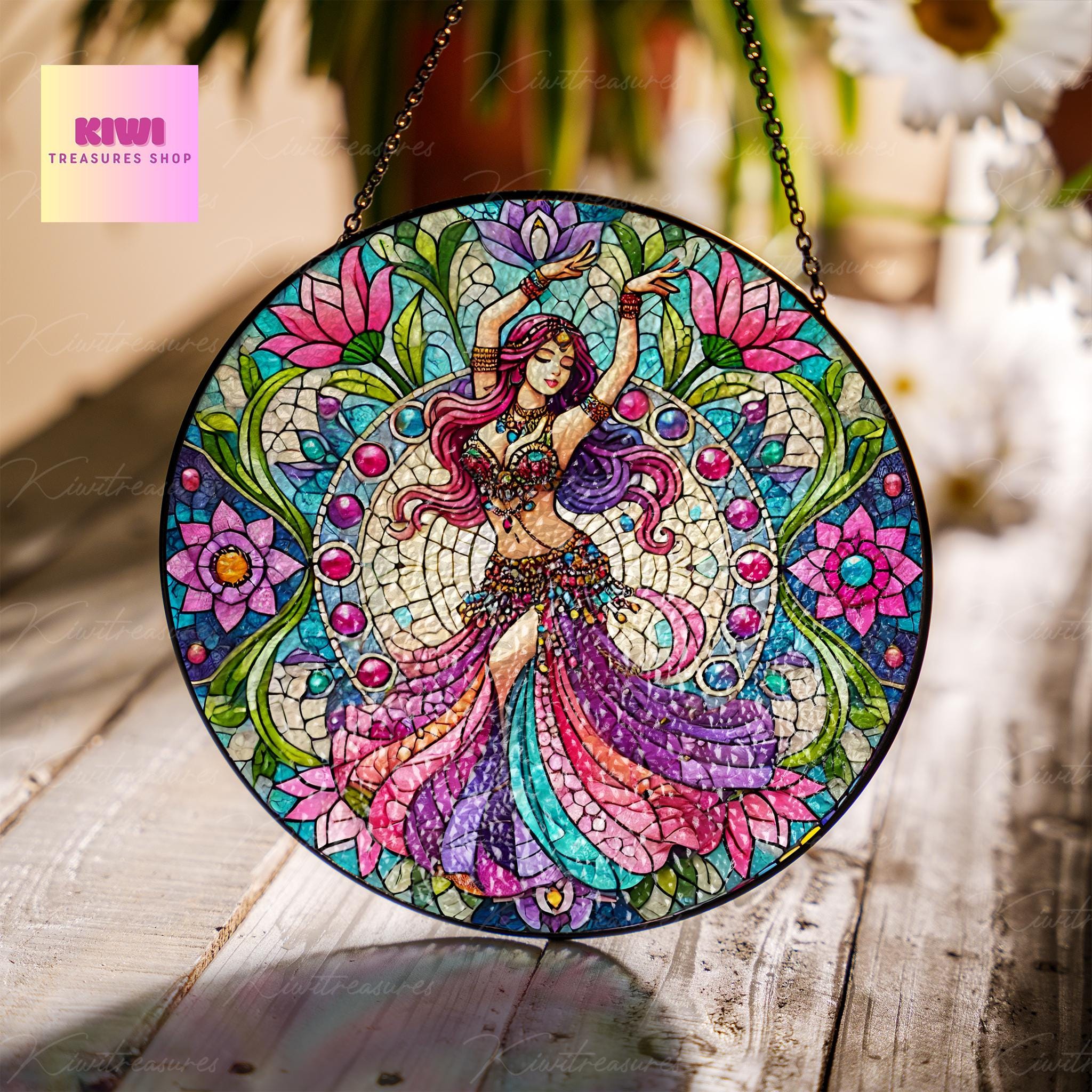 Bellydance Glass SunCatcher Window Hanging belly Dancer gift, BellyDance Home Decoration Gift for BellyDancer