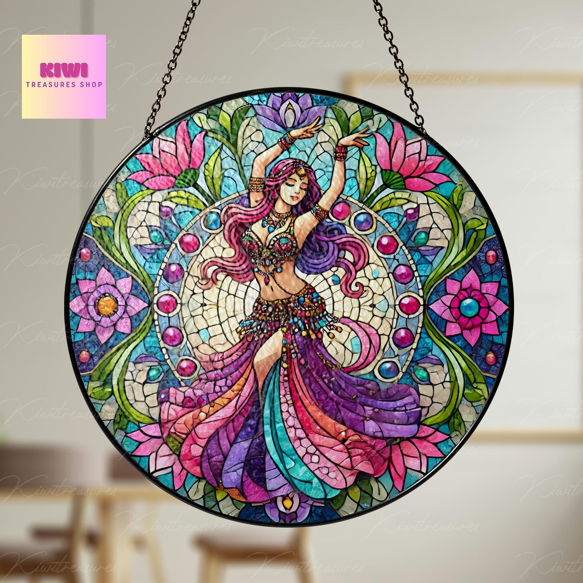 Bellydance Glass SunCatcher Window Hanging belly Dancer gift, BellyDance Home Decoration Gift for BellyDancer