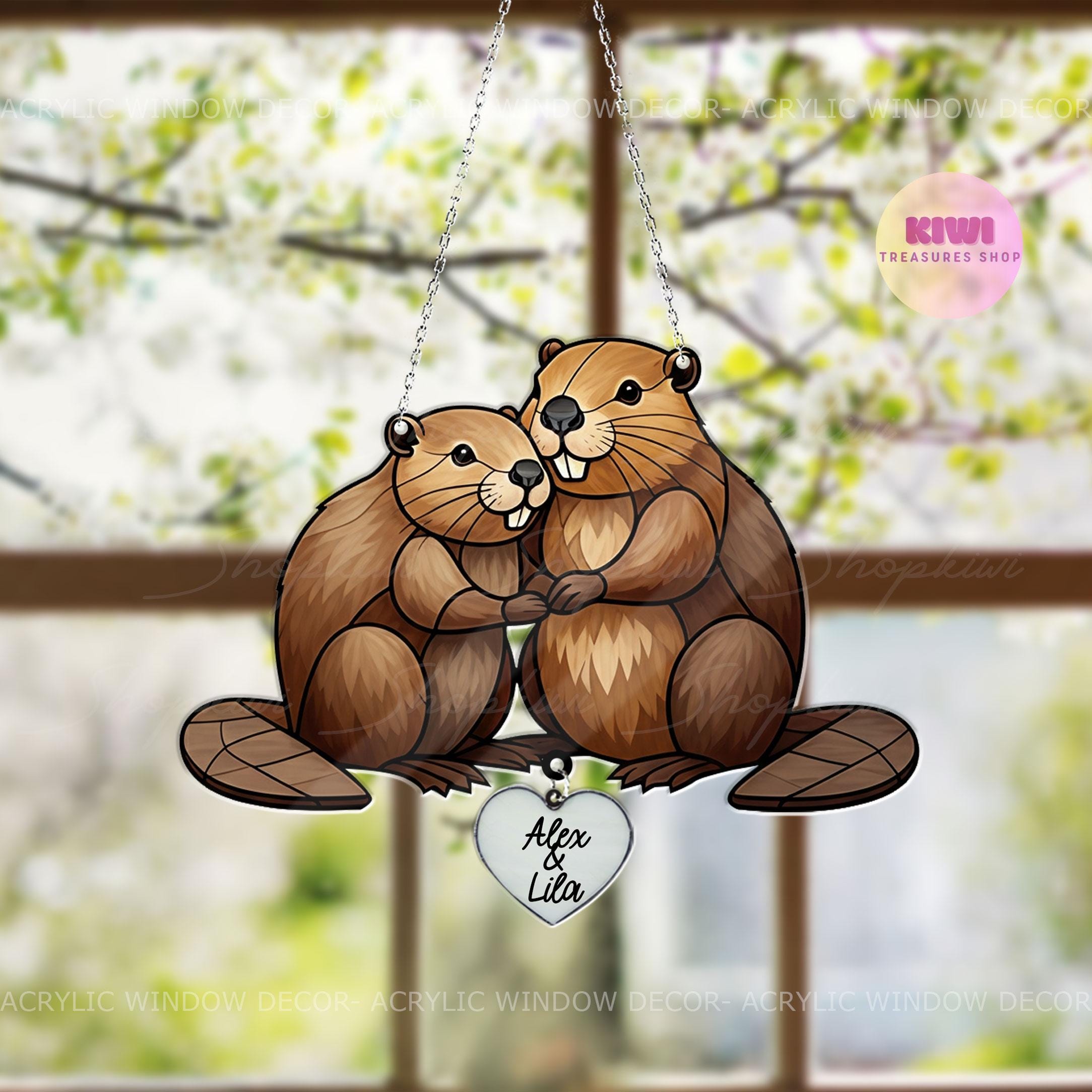 Personalized Beavers Couple Acrylic Hanging Sign, Custom Names Love Decor for Anniversary Gifts, Perfect Valentine's Day Surprise, Beavers