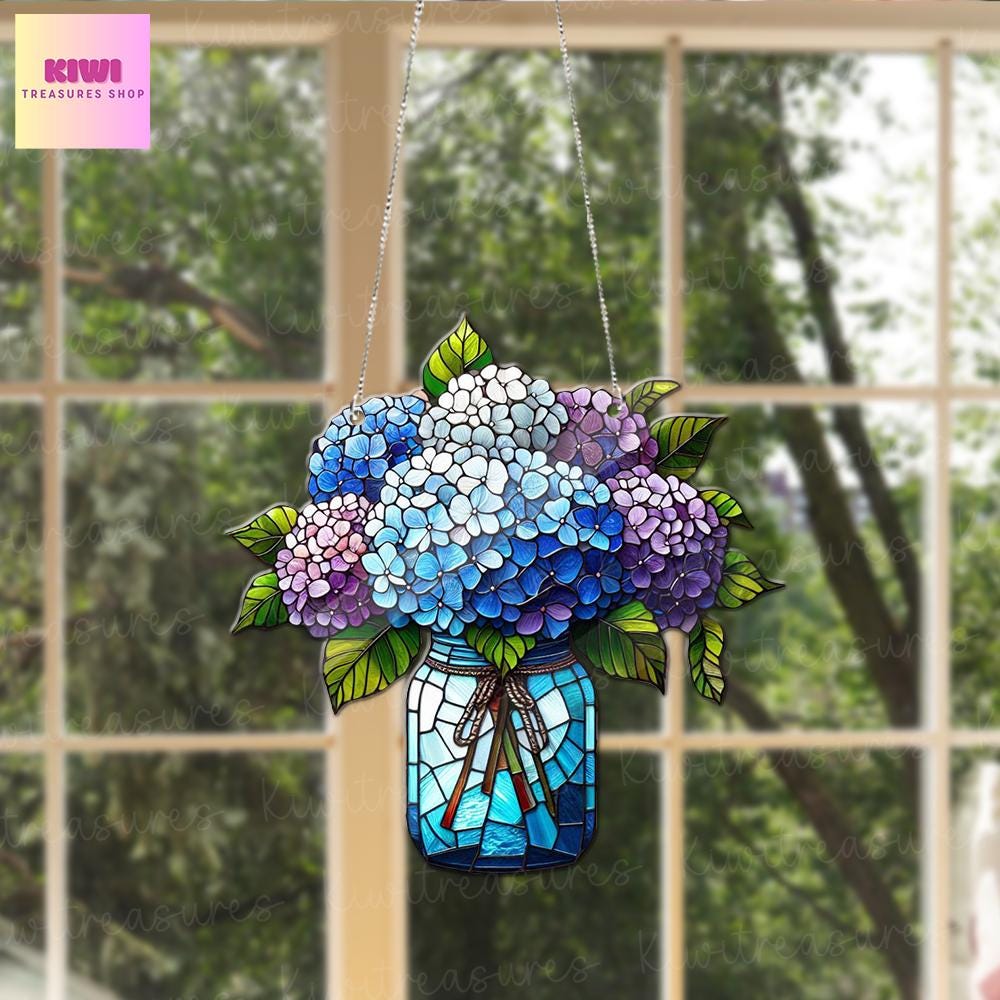 Hydrangeas Bouquet  ACRYLIC Window Hanging, hydrangea flowers lovers, Not glass, Kitchen decor, housewarming gift, Mother's day gift  2025