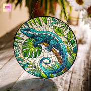 Lizard GLASS Suncatcher Hanging, Recipe lizard Window hanging, Wildlife nature Suncatcher ornament, Pet owner gift, lizard lover