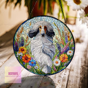 Afghan hound wildflowers GLASS Suncatcher Hanging, Afghan hound wildflower, Afghan hound dog suncatcher hanging, glass decor