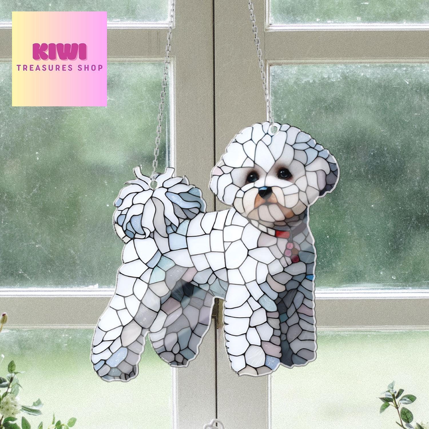Bichon Frisé dog Acrylic Window Hanging, Bichon Frisé dog Mom gift, NOT Suncatcher, Cute dog, memorial gift, dog owner gift, not glass