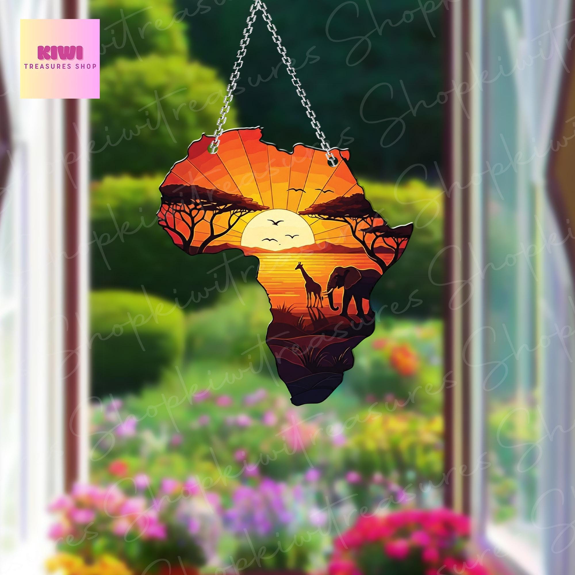 Africa Continent Shaped Acrylic Window Hanging, African Safari decor, African american ACRYLIC Window Sign, Black history month