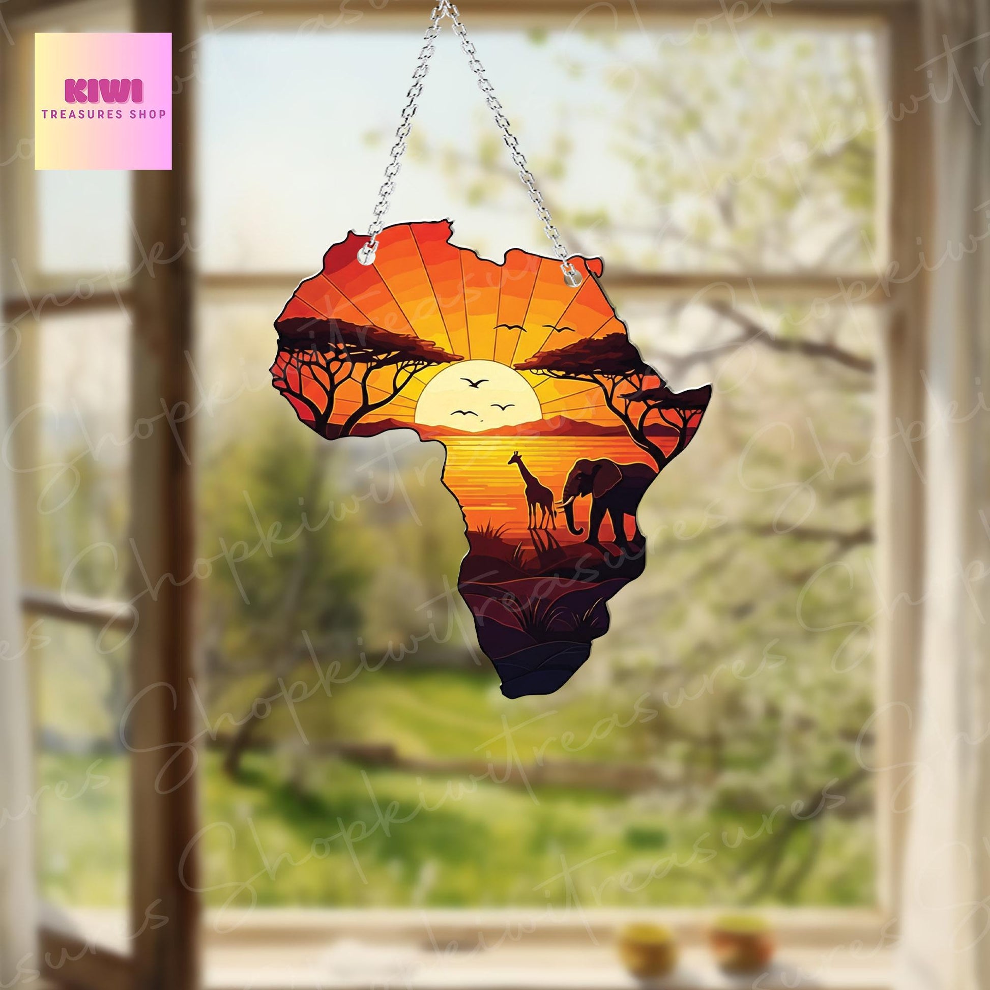 Africa Continent Shaped Acrylic Window Hanging, African Safari decor, African american ACRYLIC Window Sign, Black history month