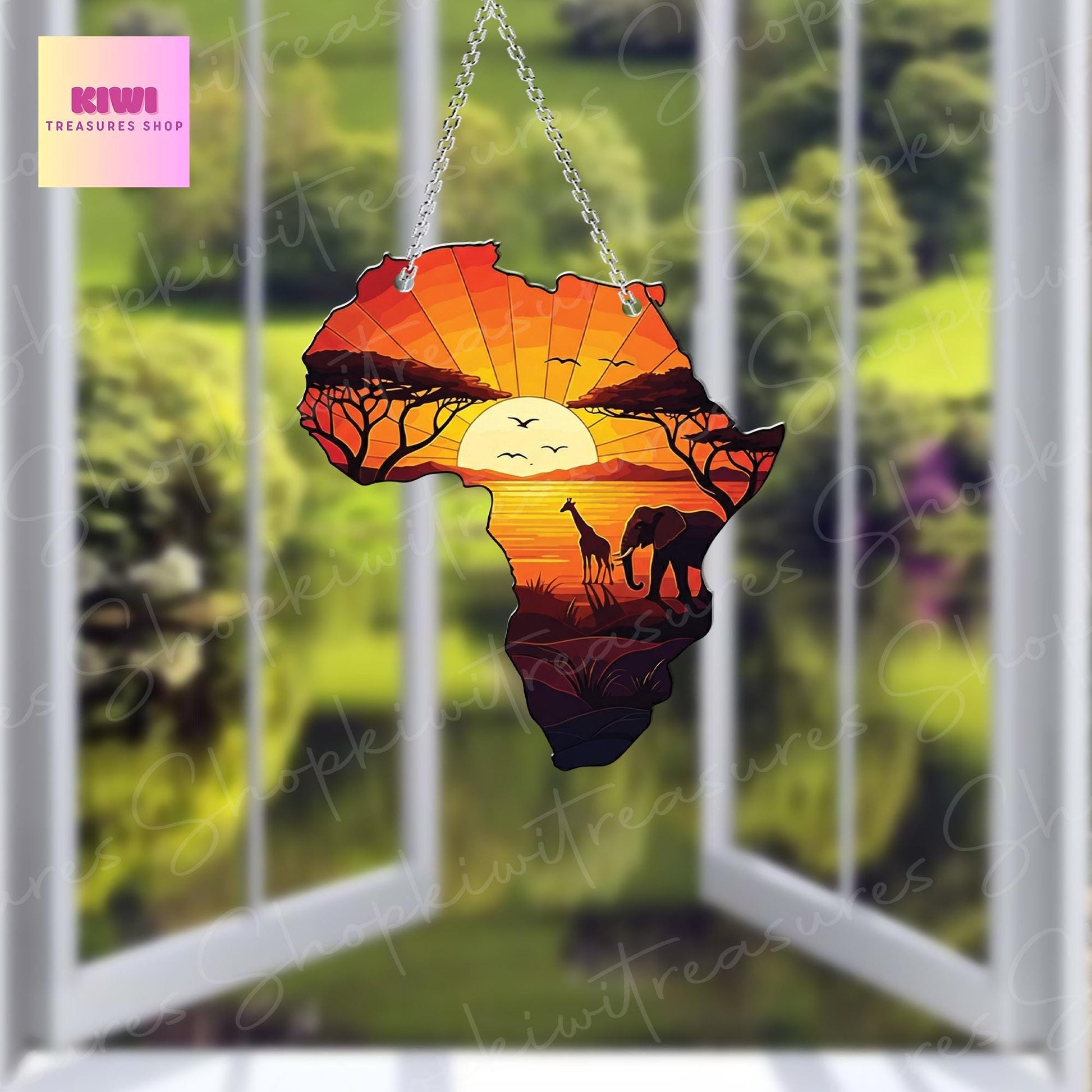 Africa Continent Shaped Acrylic Window Hanging, African Safari decor, African american ACRYLIC Window Sign, Black history month