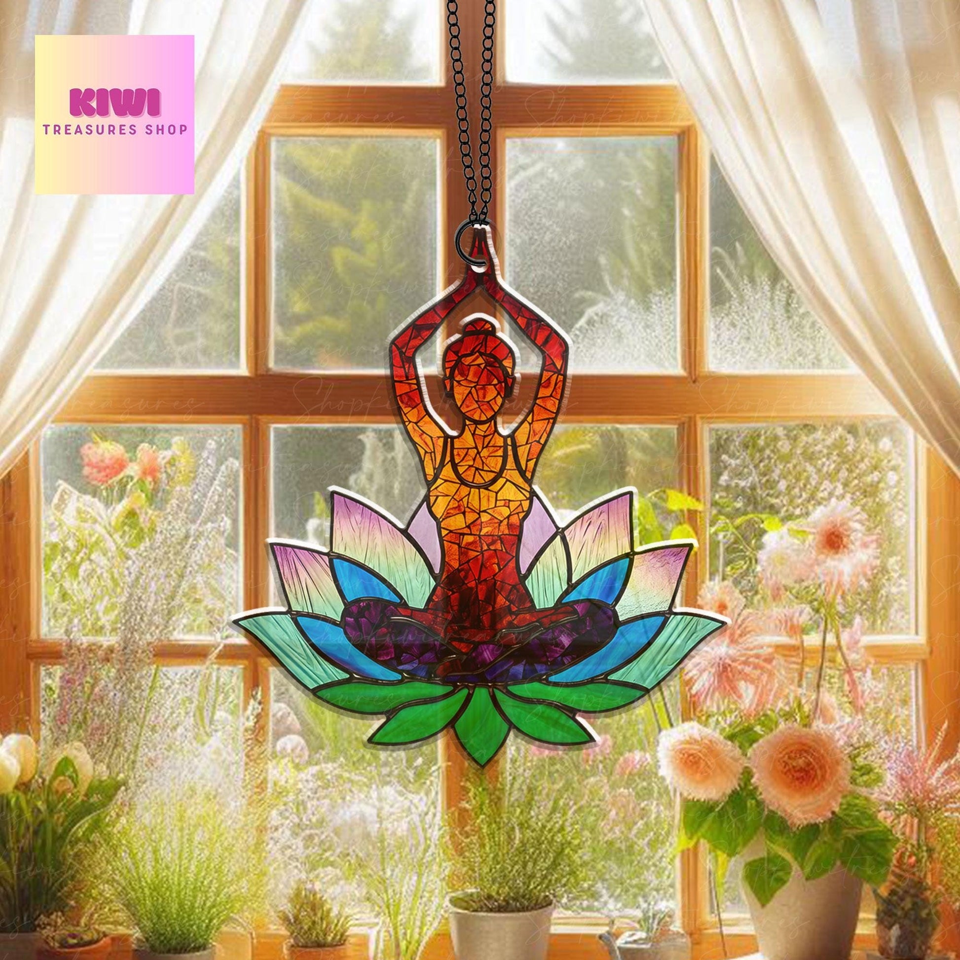 Yoga Pose Suncatcher acrylic Ornament, Namaste Yoga Suncatcher decor,  NOT glass, Yoga Teacher gift, Yoga lover idea gift, Home decor