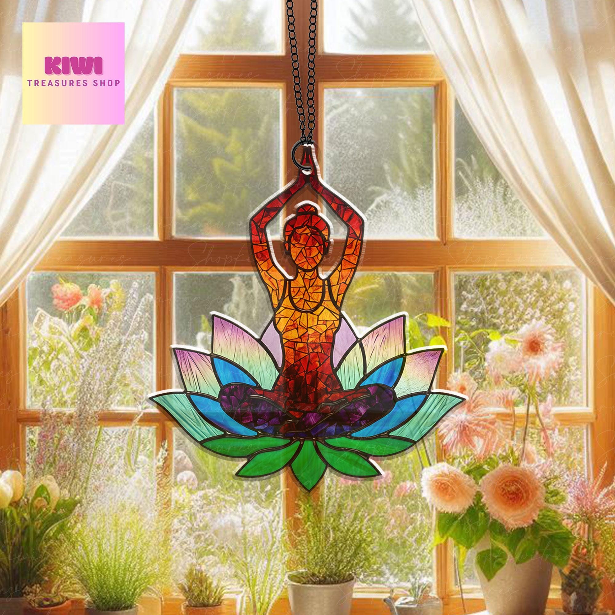 Yoga Pose Suncatcher acrylic Ornament, Namaste Yoga Suncatcher decor,  NOT glass, Yoga Teacher gift, Yoga lover idea gift, Home decor