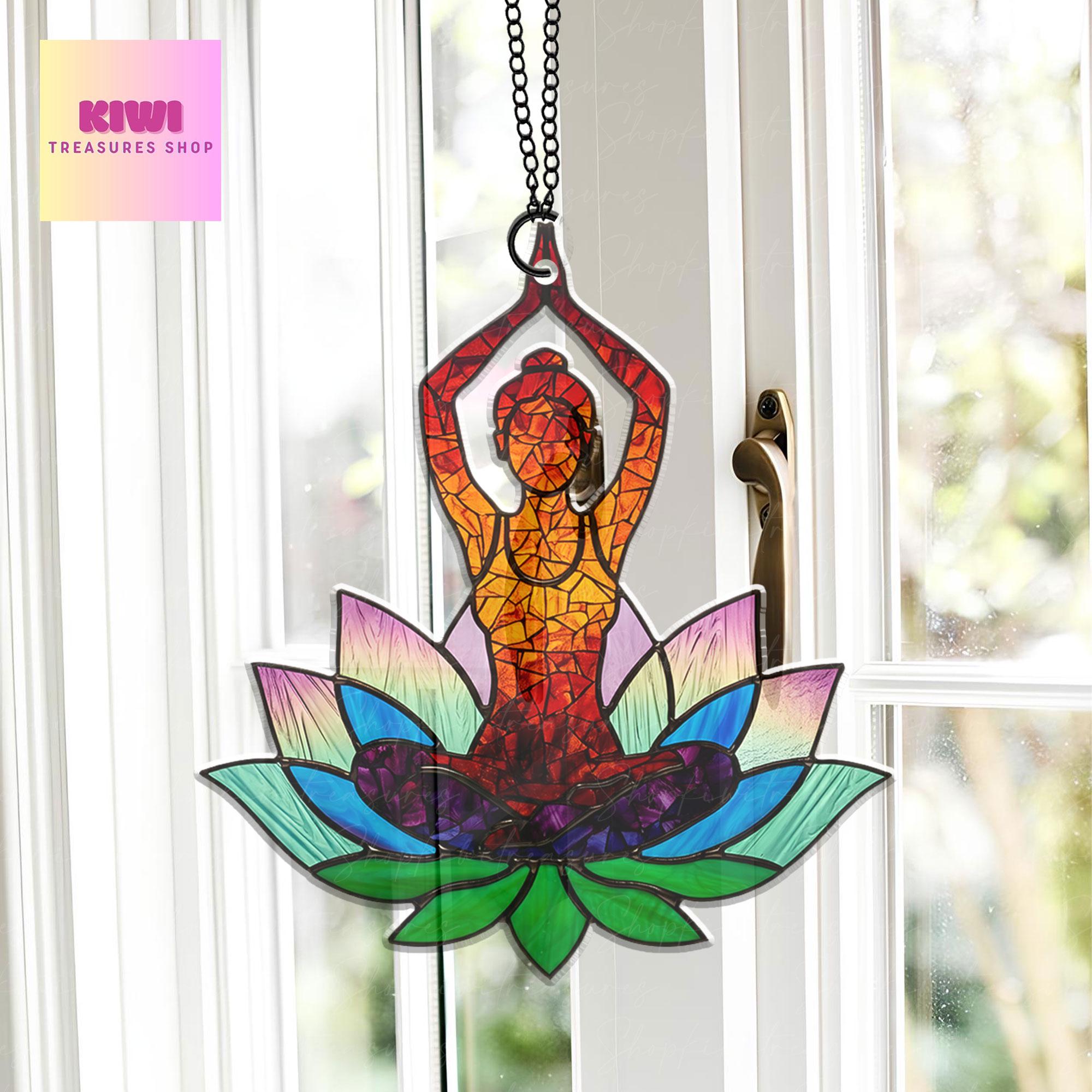Yoga Pose Suncatcher acrylic Ornament, Namaste Yoga Suncatcher decor,  NOT glass, Yoga Teacher gift, Yoga lover idea gift, Home decor