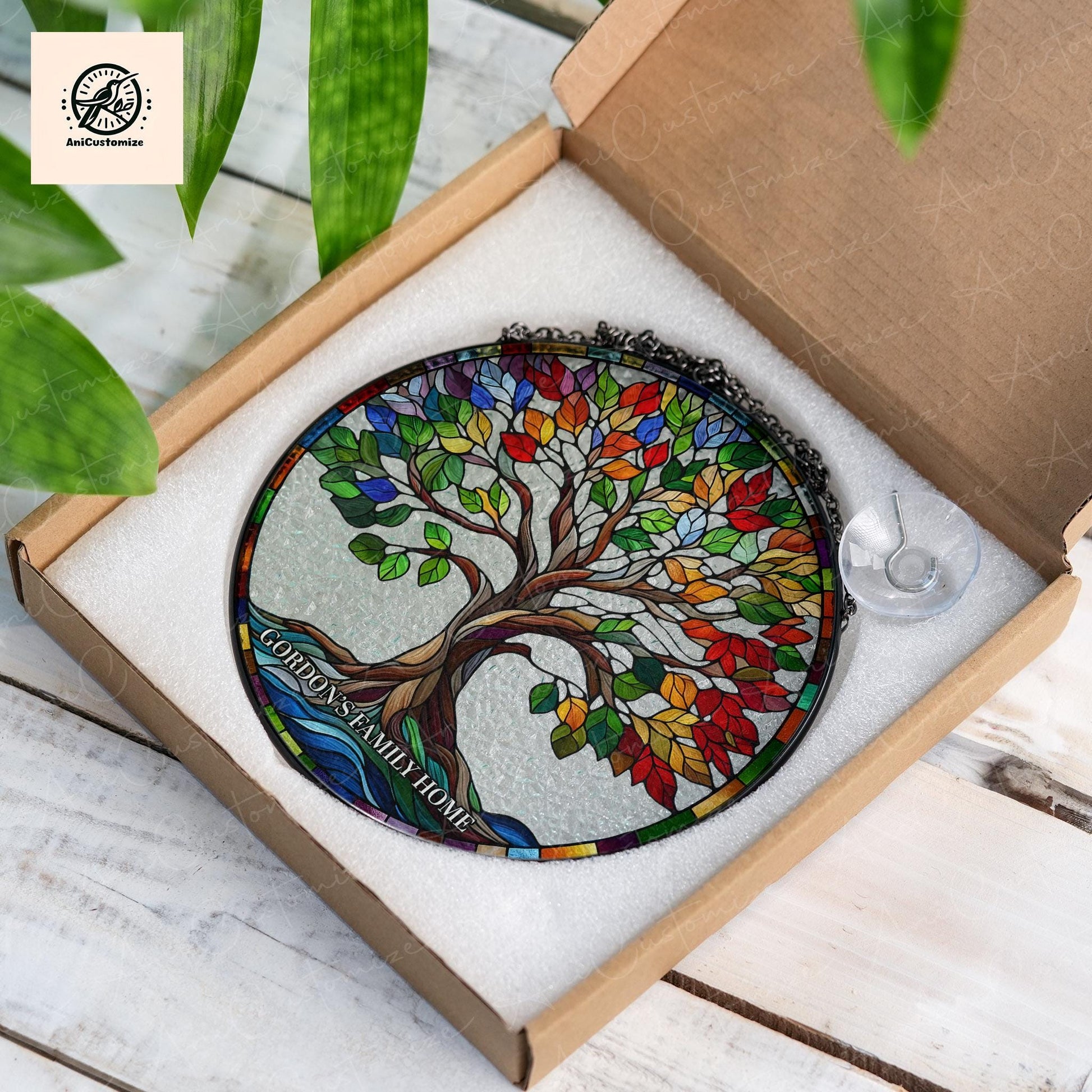 Custom Tree Of Life GLASS Suncatcher, Family Tree Suncatcher, Family Home Decor, Family Window Hanging, Gift For Mom, Home Decoration