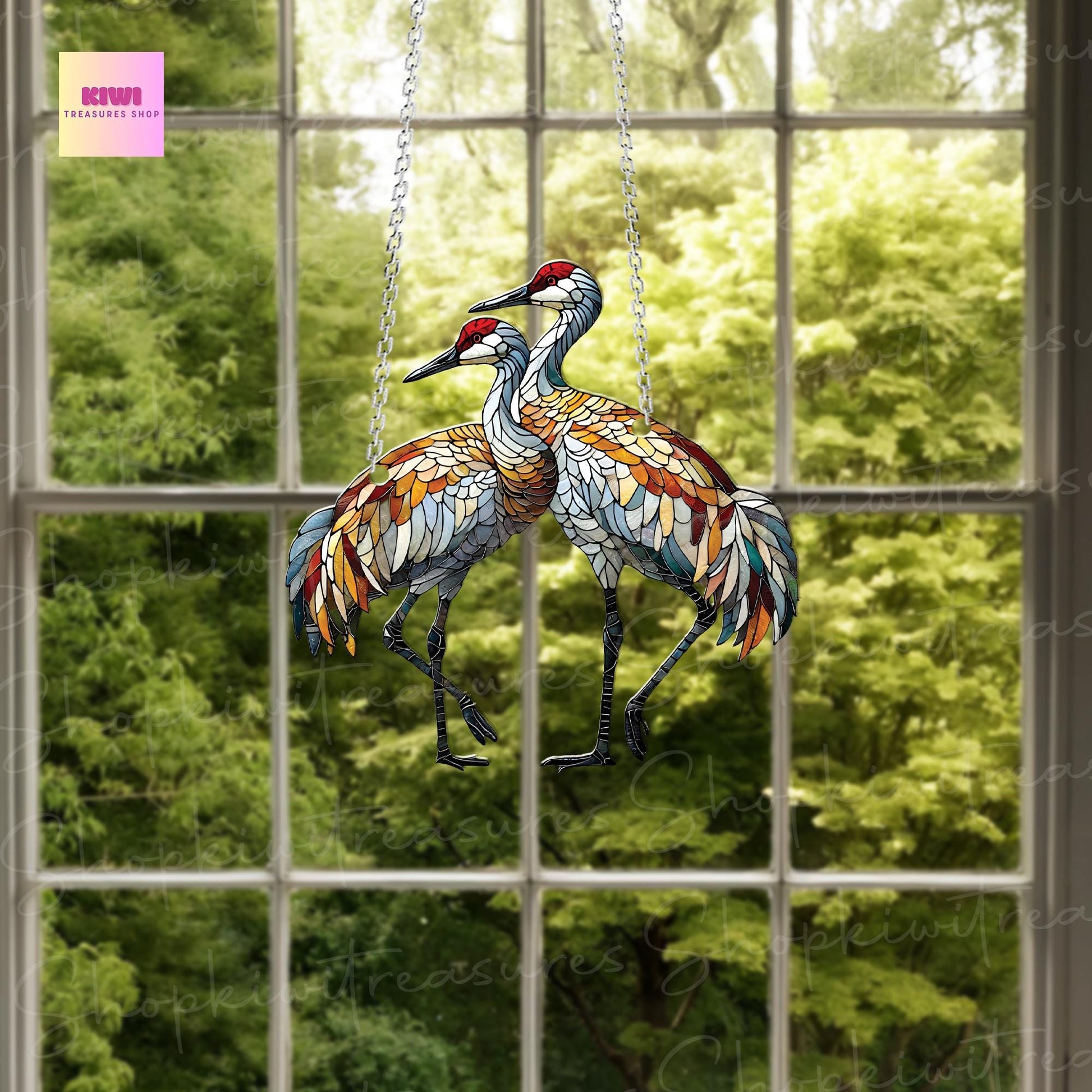 Sandhill crane couple Acrylic Window Hanging, Bird lovers gift, Bird watching gift, Not Suncatcher, sandhill crane, anniversary gift
