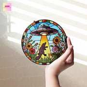 UFO Abduction platypus Wildflowers Glass Hanigng- Funny Gifts for platypus lover, Window Hanging, Indoor Decor, platypus suncatcher,