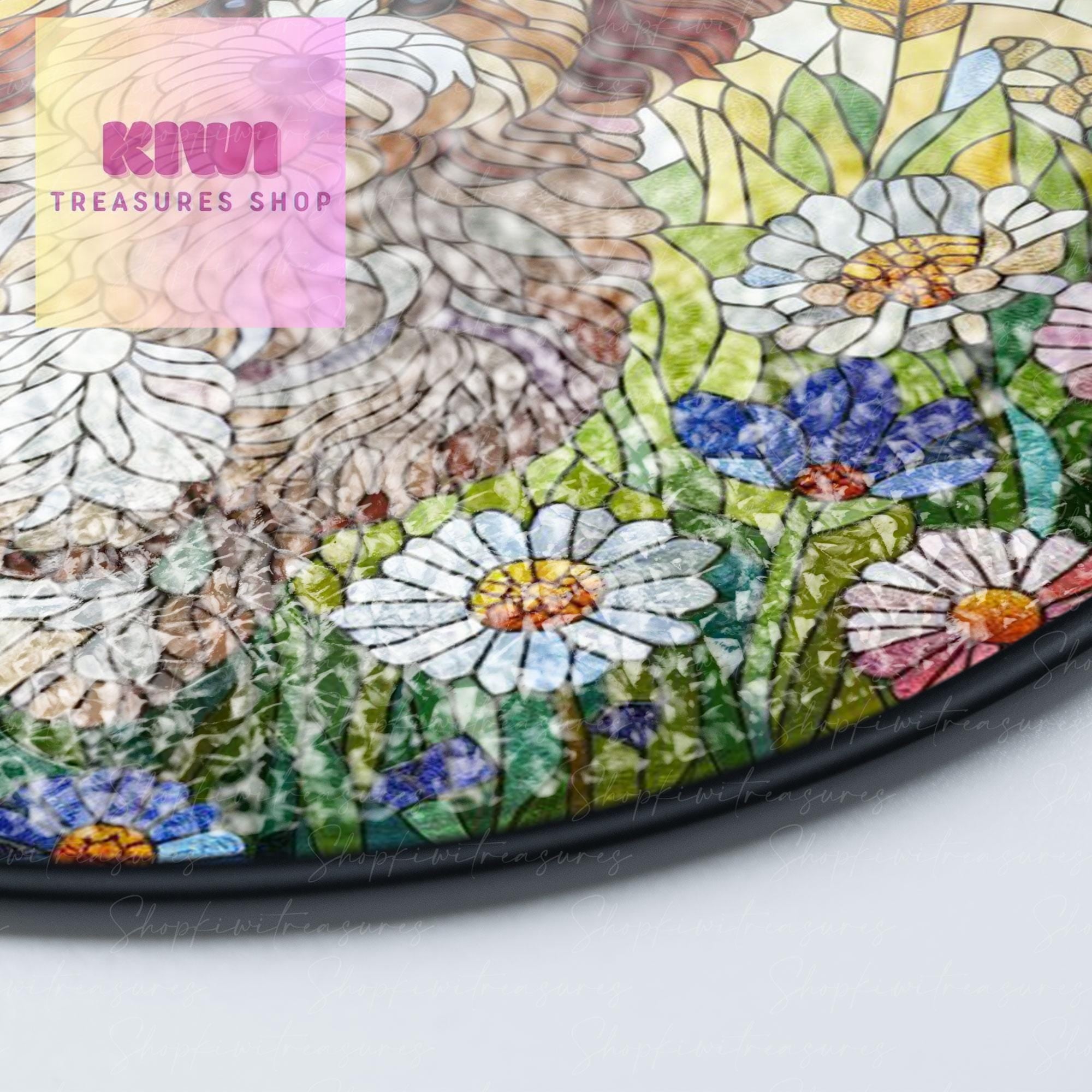 Cavapoo Dog GLASS and Wildflowers Suncatcher Hanging, Cavapoo Suncatcher Ornament, MOTHER'S DAY gift 2025, Dog Memorial Gift, Cavapoo Lover