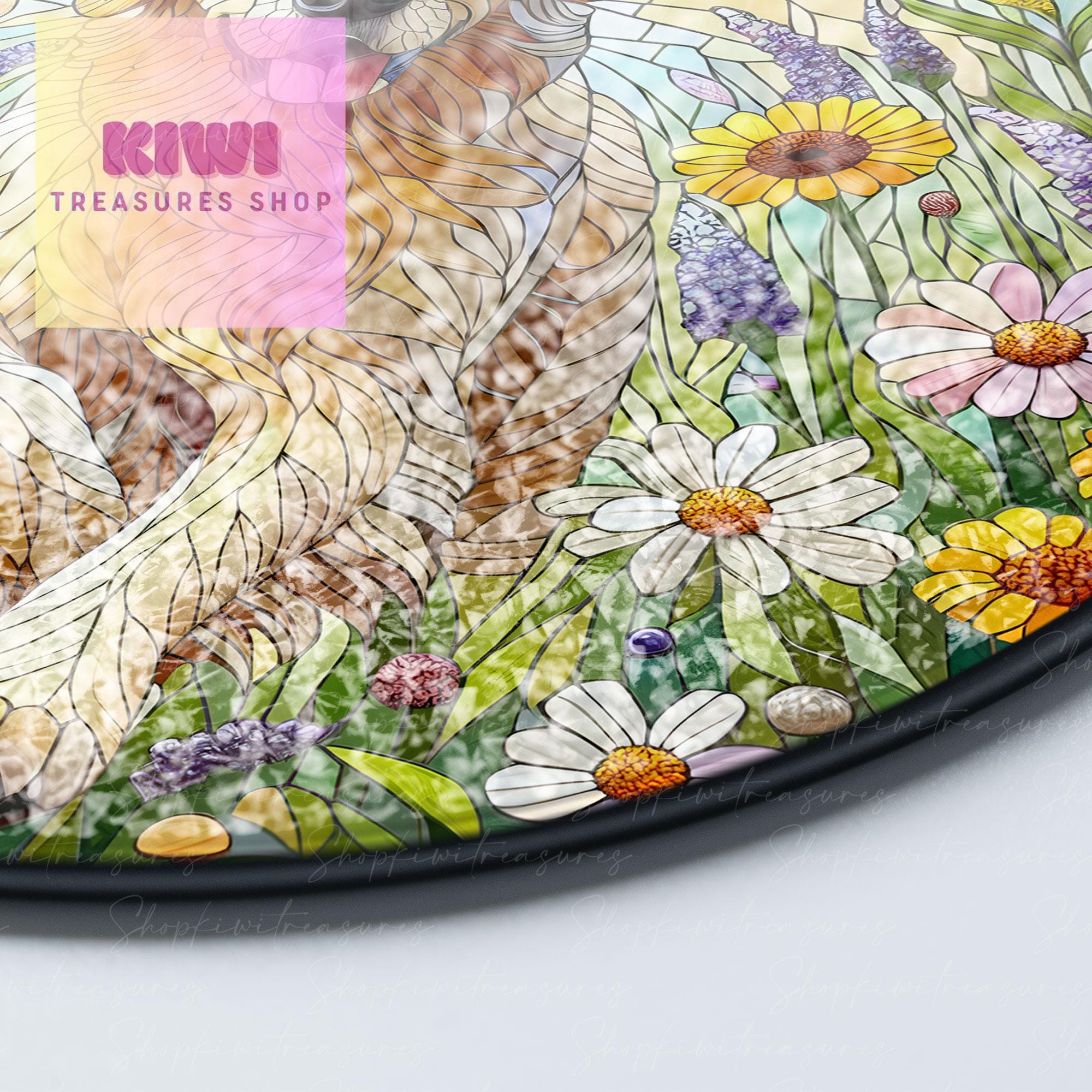 Golden Retriever and Wildflowers GLASS Suncatcher Hanging, Golden Retriever Suncatcher Ornament, Dog Lovers Gift, Dog Memorial Gift