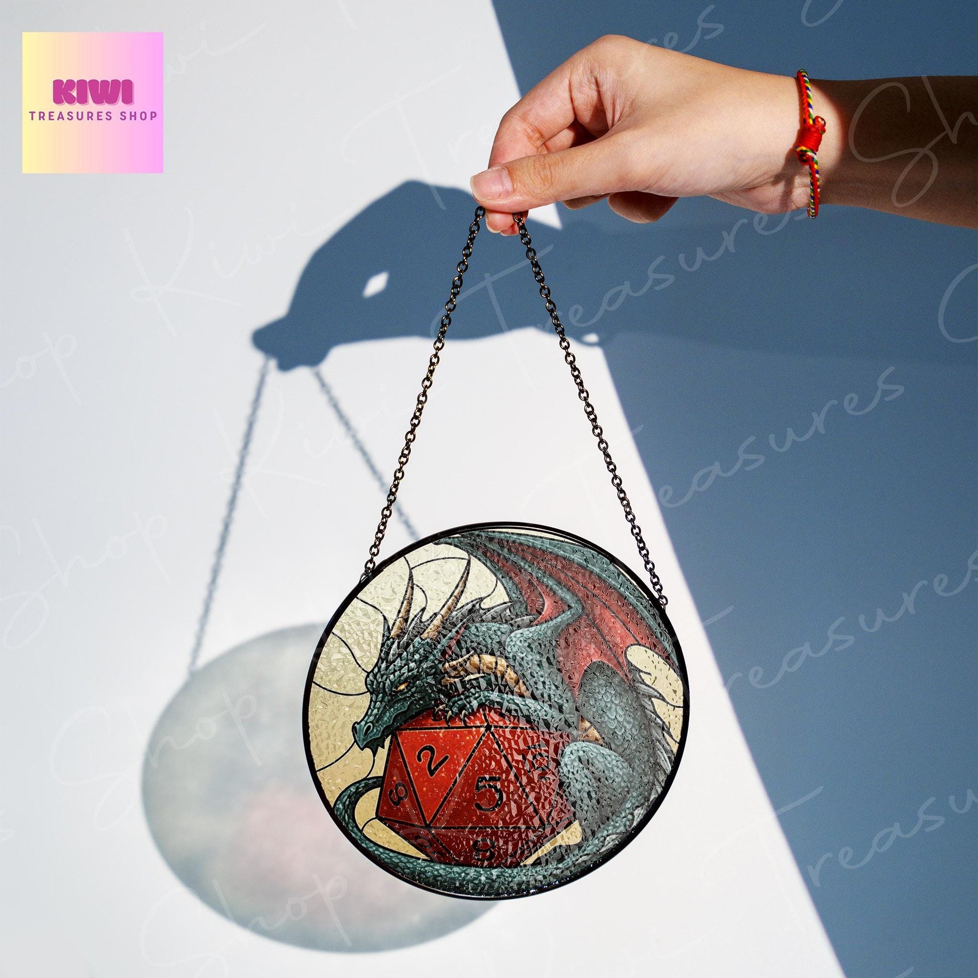 Dungeons and Dragons Glass Window Hanging, Dragons dnd dice 20, roll for initiative , home decor, table cop game lover gift glass suncatcher