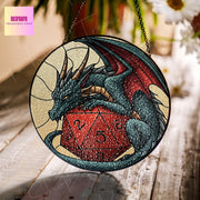 Dungeons and Dragons Glass Window Hanging, Dragons dnd dice 20, roll for initiative , home decor, table cop game lover gift glass suncatcher