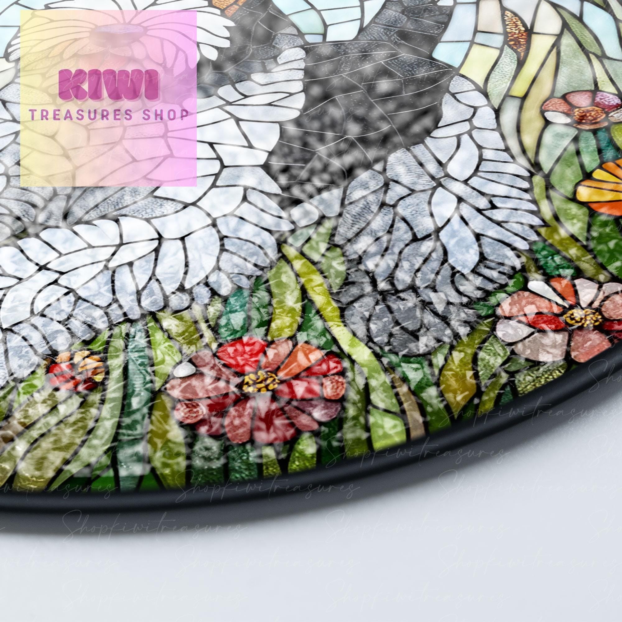 Wire fox terrier plays in wildflowers garden GLASS Suncatcher Hanging, wire fox terrier suncatcher hanging, dog window hanging