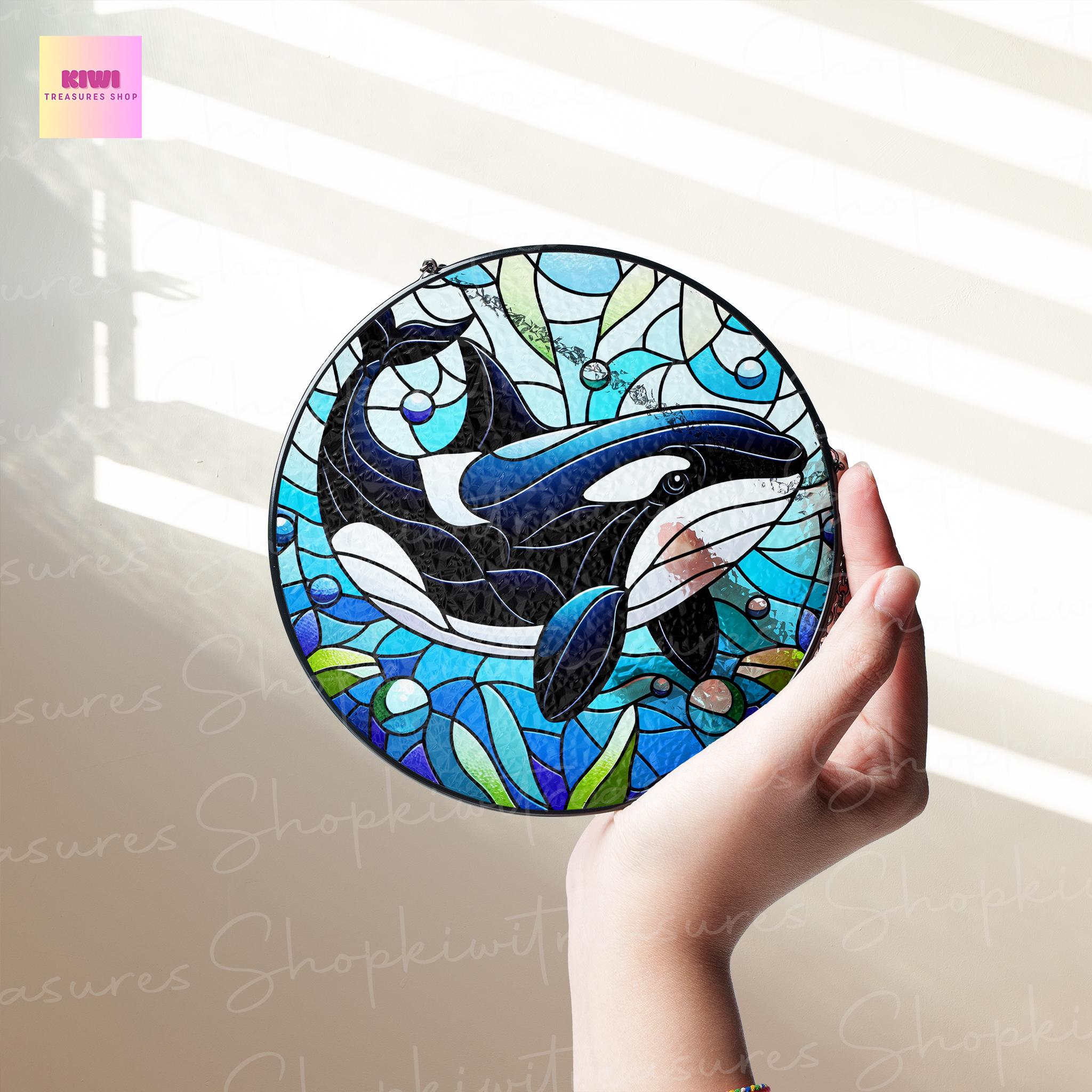 Orca GLASS Suncatcher | Stunning Killer Whale Suncatcher Ornament | Wall Art Decor | Ocean Lovers Gift | New House Gift | Animal Lover Gift