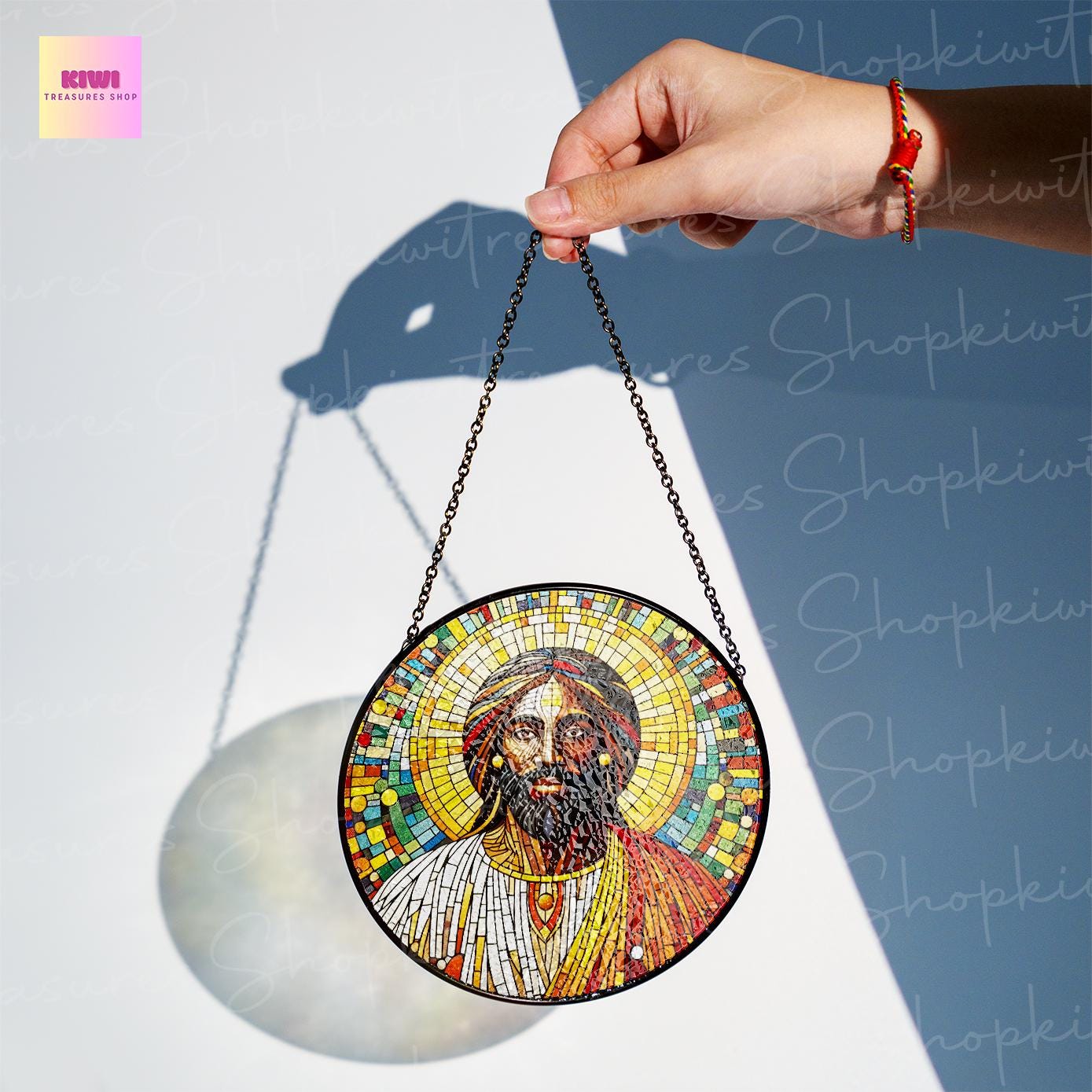 African Jesus Potrai GLASS Window Hanging, African American Window hanging, Religious suncatcher, Black history, African Jesus Suncatcher
